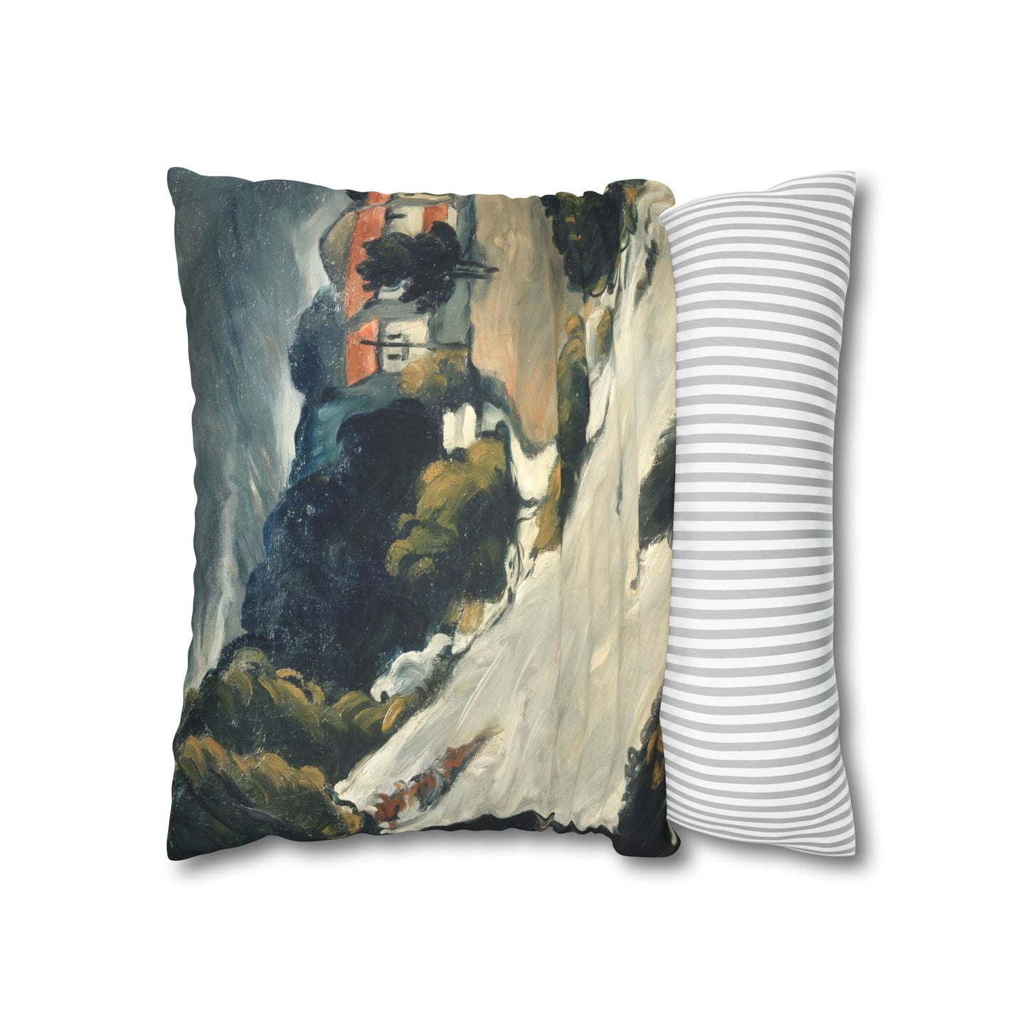 Cézanne, Paul - L’Estaque, Melting Snow (1870) - Suede Square Pillowcase