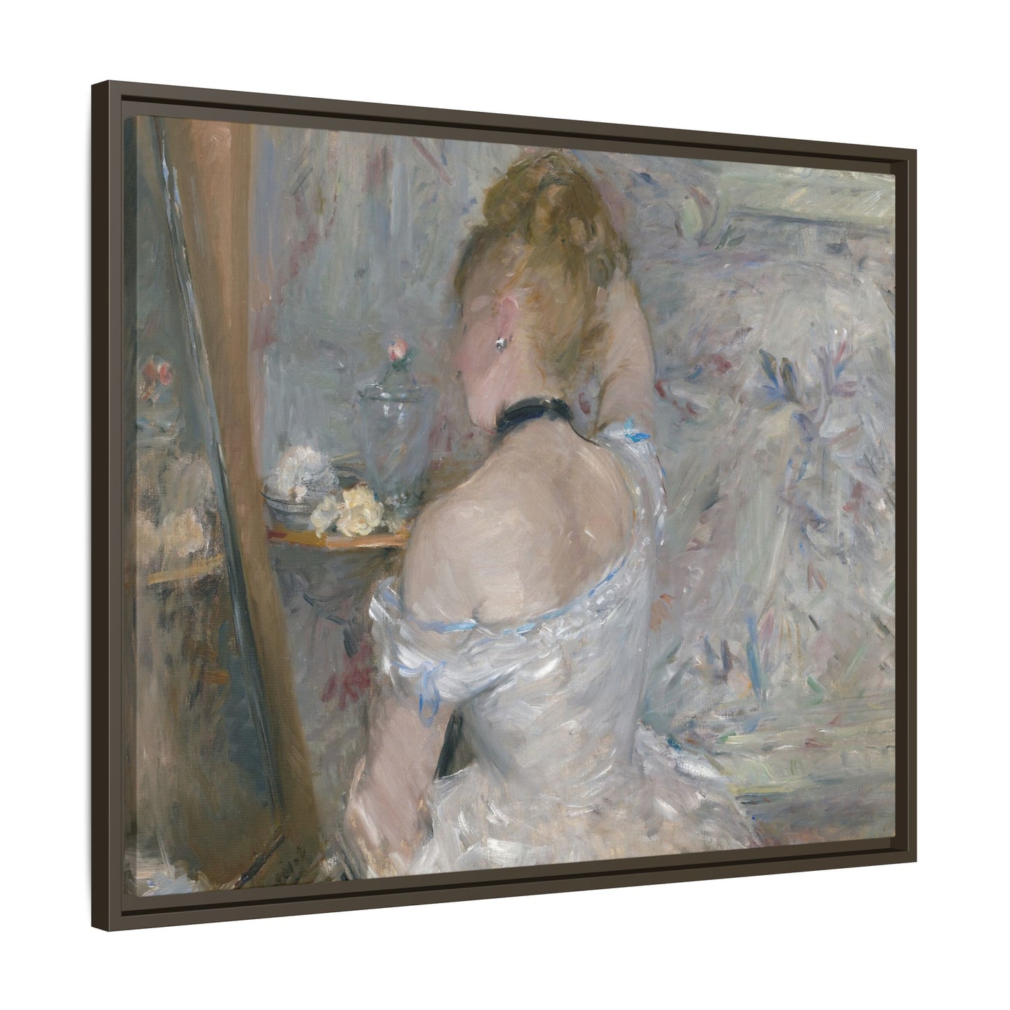 Morisot, Berthe - Woman at Her Toilette (1880) - Matte Canvas, Framed