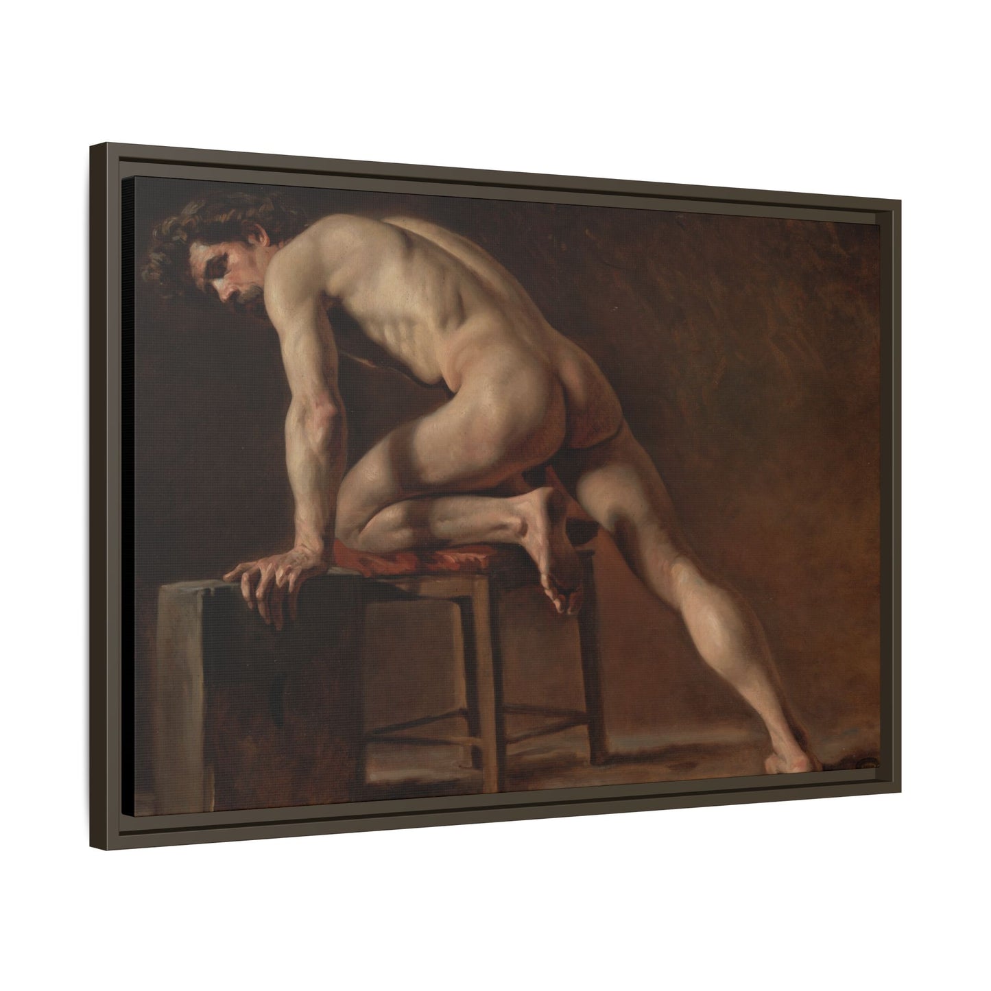 Courbet, Gustave - Study of a Nude Man (1840) - Matte Canvas, Framed