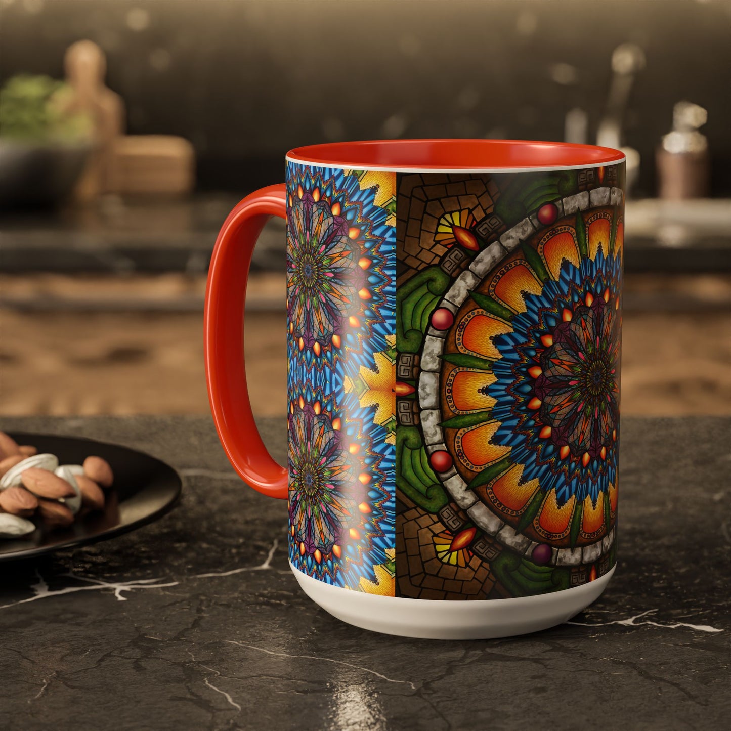 Pacio, Adam - Emerald Arrows Mandala - Colorful Accent Mugs