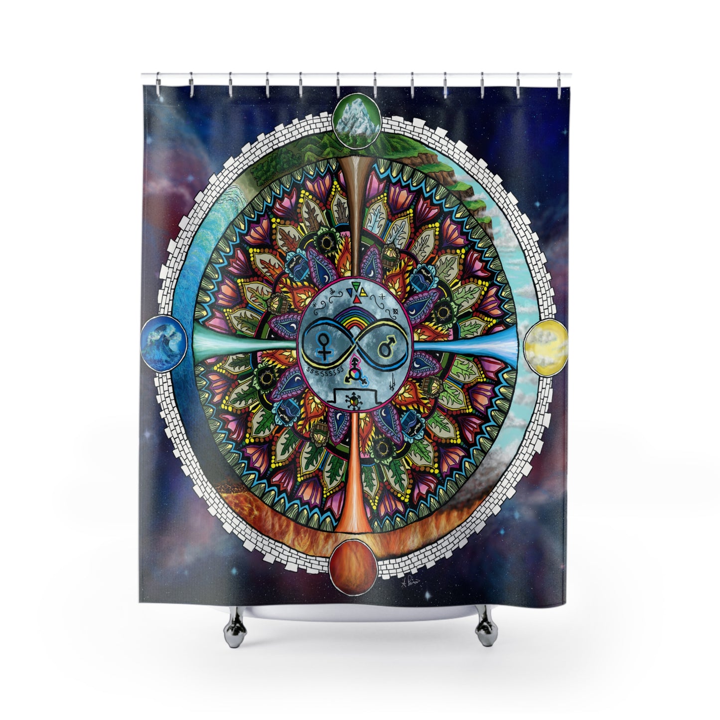 Lunar Rites Mandala - Shower Curtains