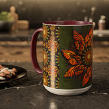 Monarch Butterfly Mandala - Colorful Accent Mugs