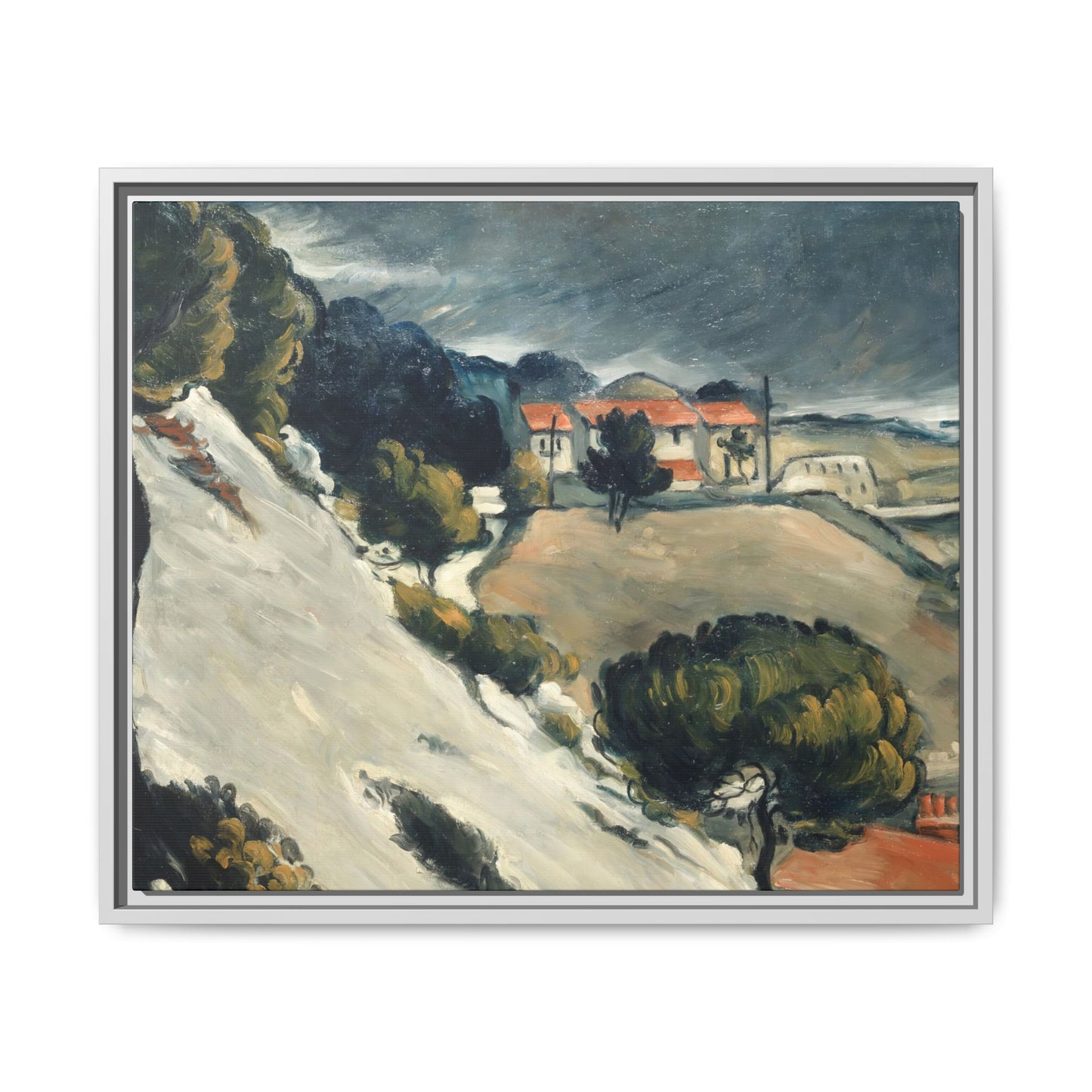 Cézanne, Paul - L’Estaque, Melting Snow (1870) - Matte Canvas, Framed