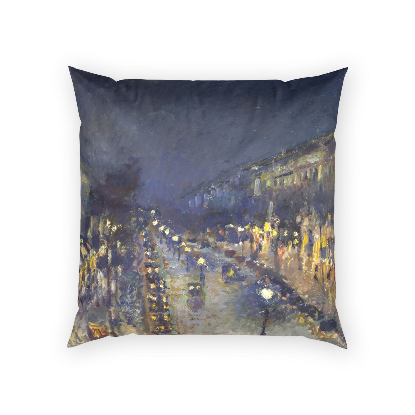 Pissarro, Camille - The Boulevard Montmartre At Night (1897) - Poly Velvet Pillow