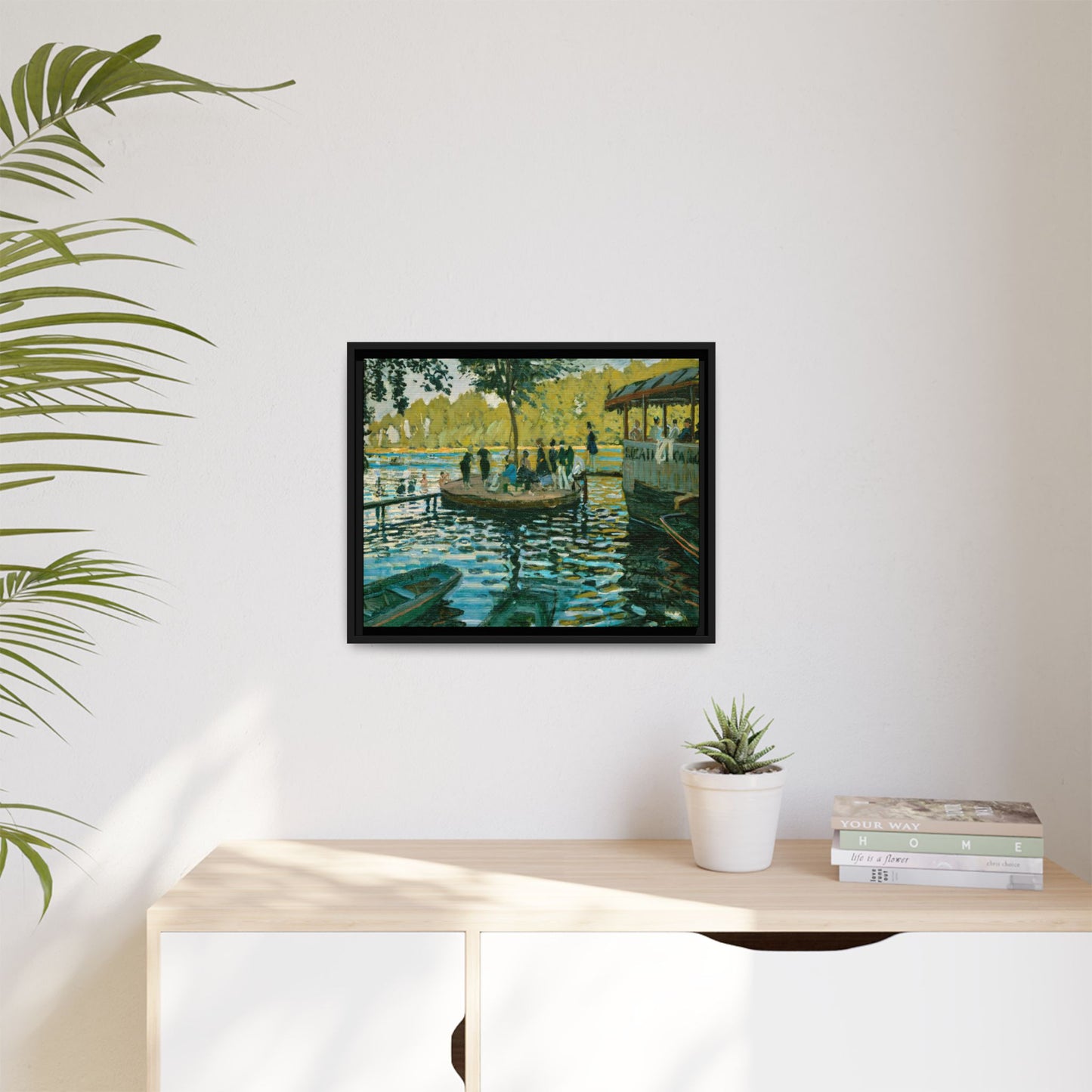 Monet, Claude - La Grenouillere (1869) - Matte Canvas, Framed