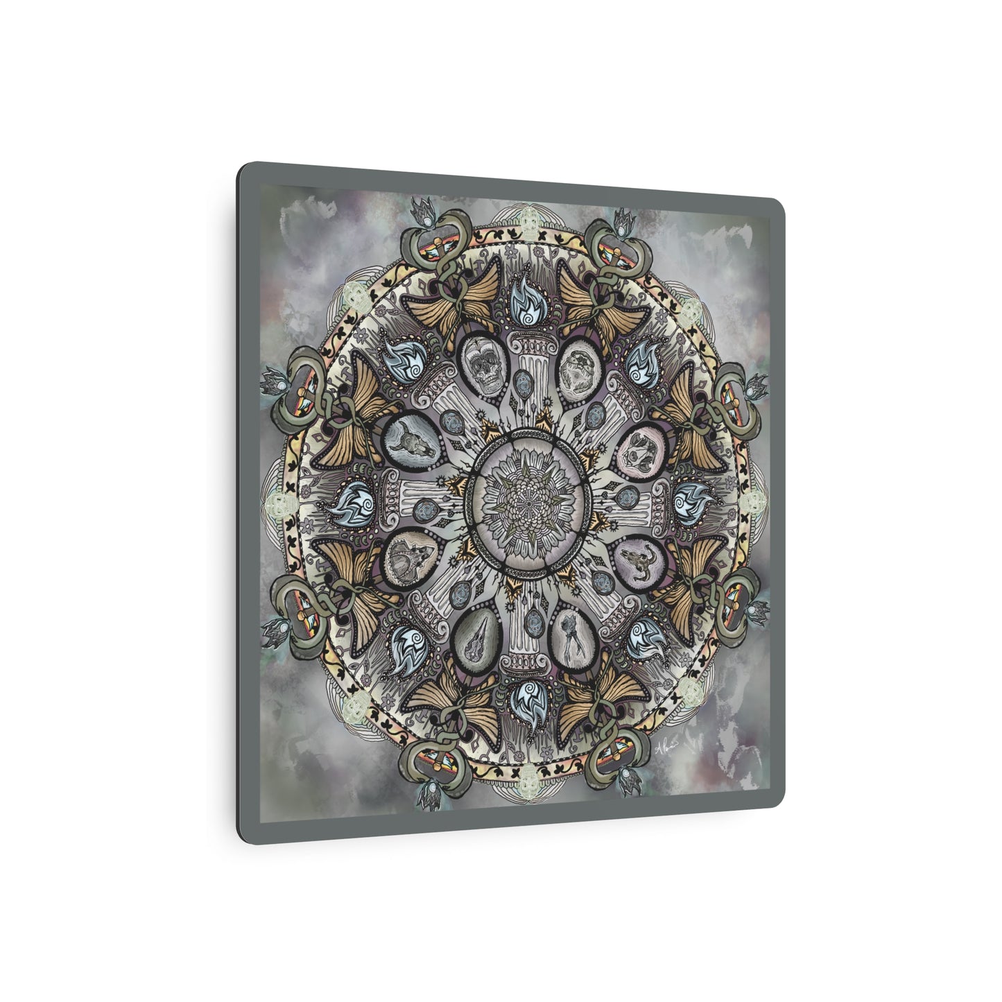 Memento Mori Mandala - Metal Sign