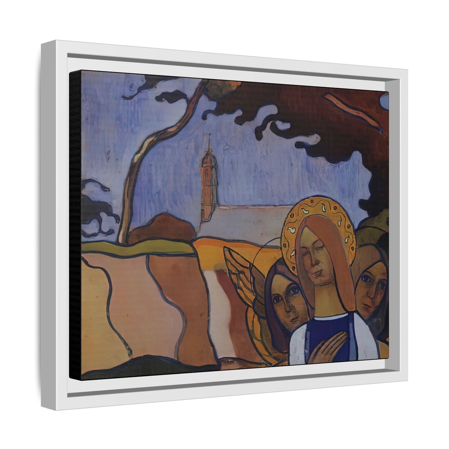 Filiger, Charles - Virgin and Two Angels (1895) - Matte Canvas, Framed