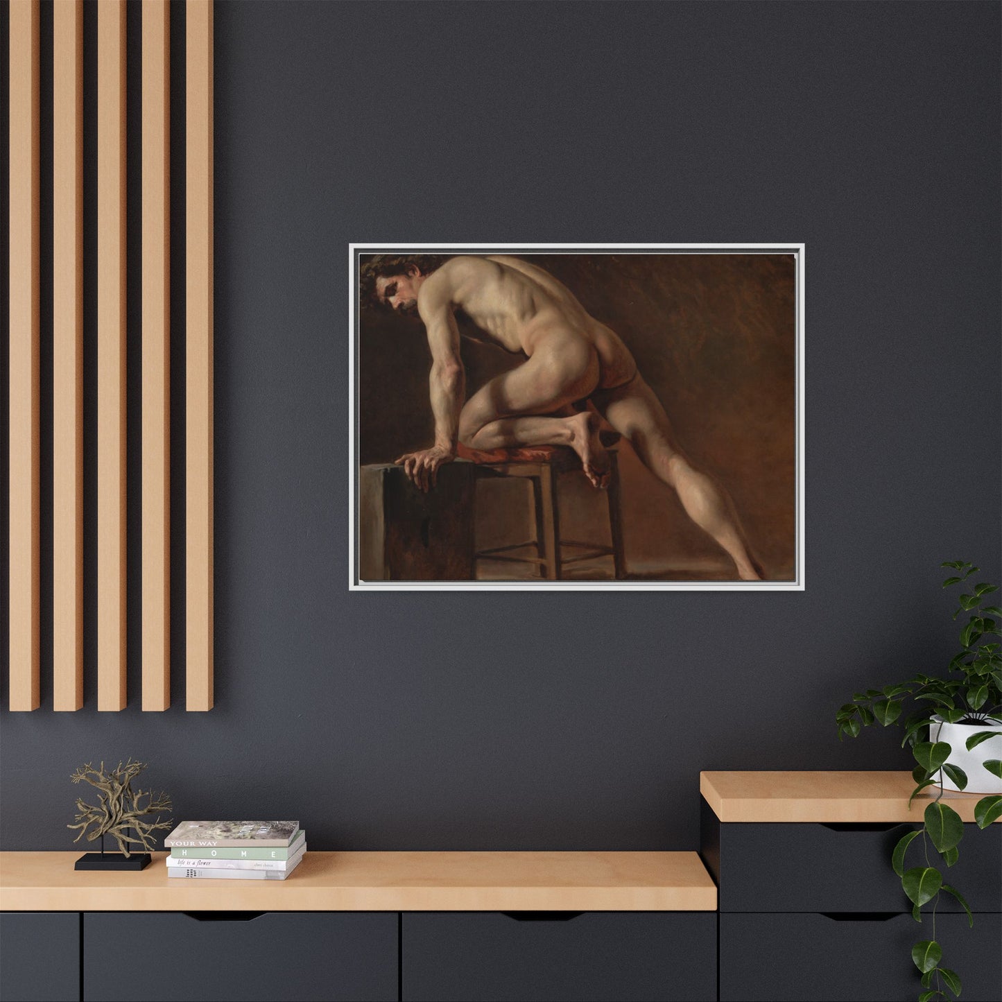 Courbet, Gustave - Study of a Nude Man (1840) - Matte Canvas, Framed