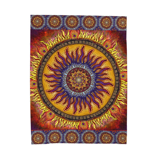 Solar Disc Mandala - Velveteen Plush Blanket
