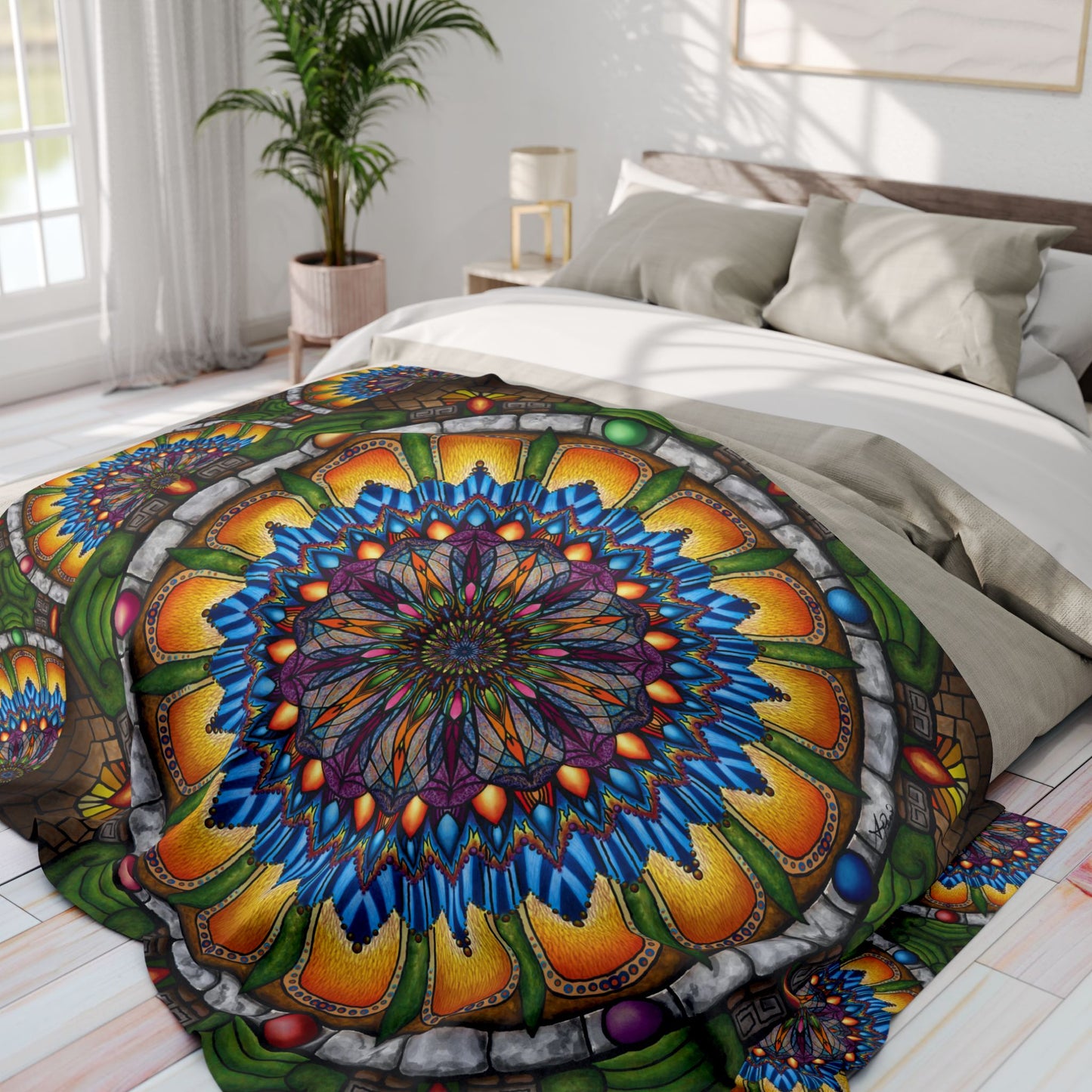 Pacio, Adam - Emerald Arrows Mandala - Arctic Fleece Blanket
