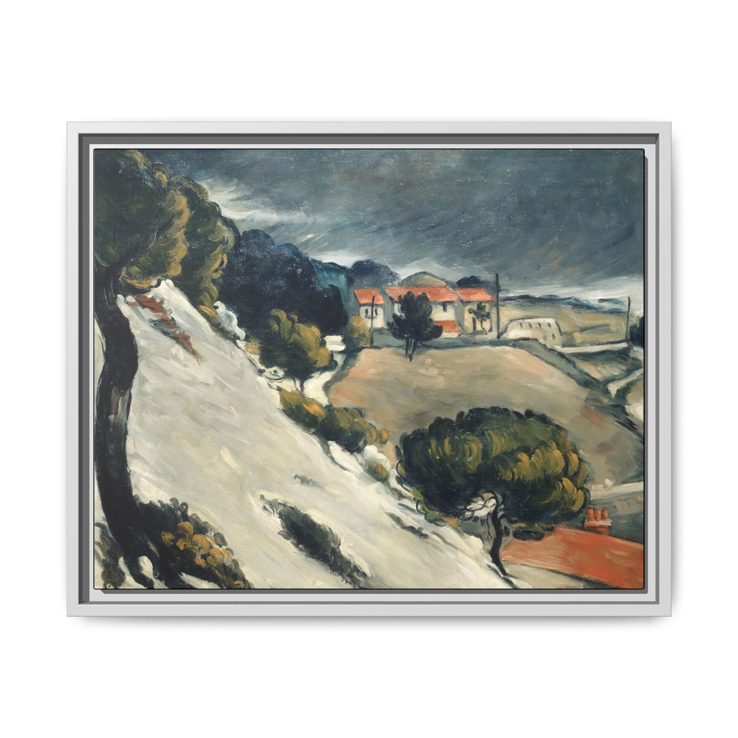 Cézanne, Paul - L’Estaque, Melting Snow (1870) - Matte Canvas, Framed
