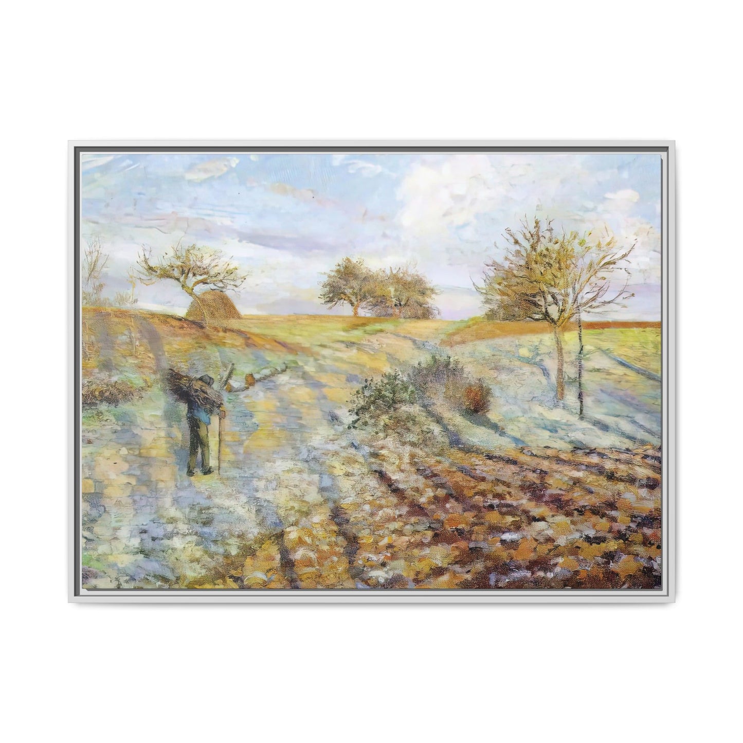 Pissarro, Camille - Hoarfrost (1873) - Matte Canvas, Framed