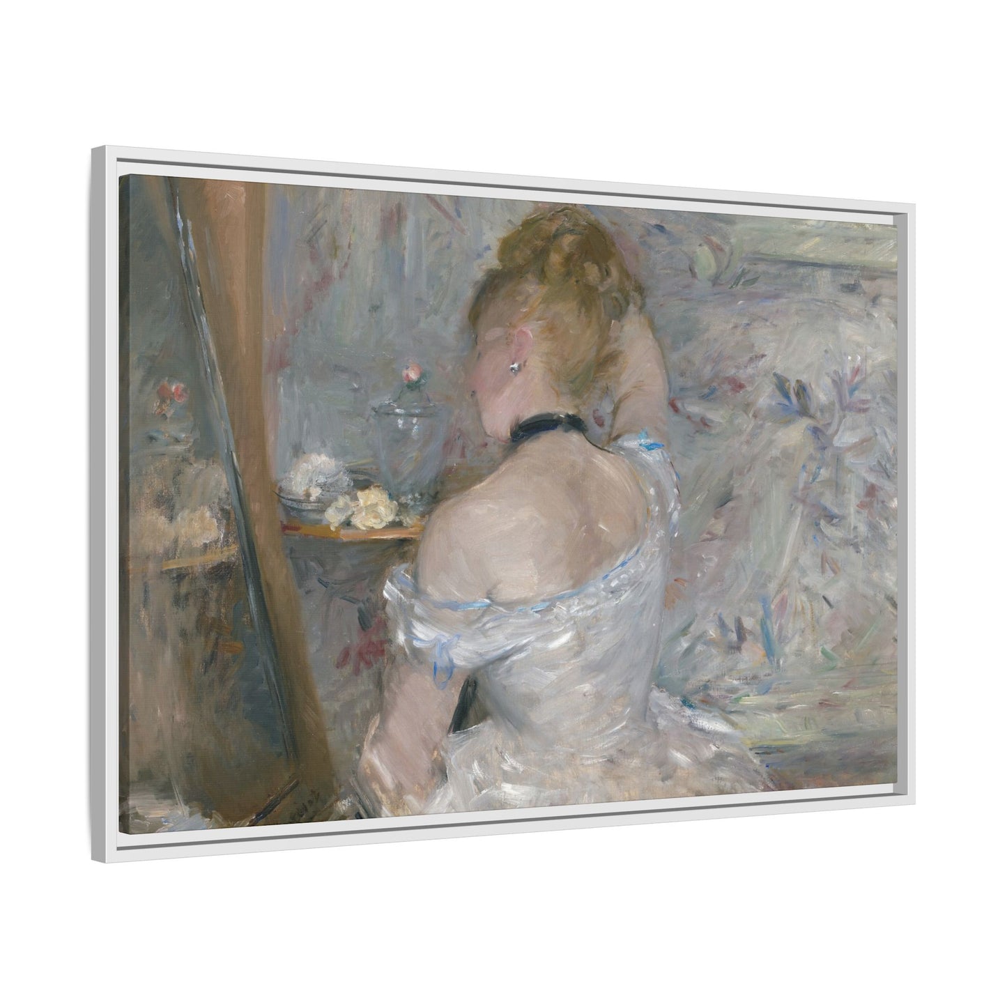 Morisot, Berthe - Woman at Her Toilette (1880) - Matte Canvas, Framed