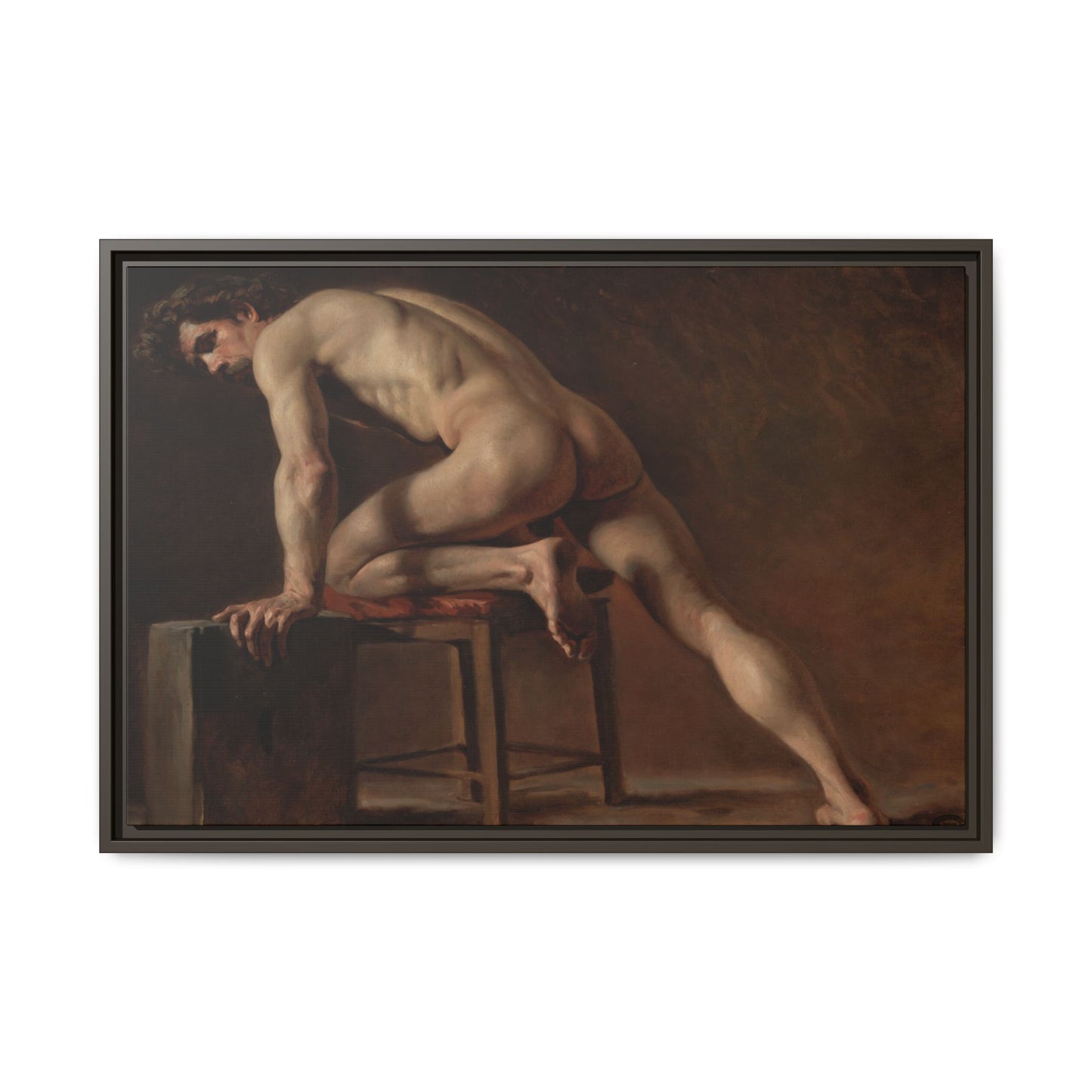 Courbet, Gustave - Study of a Nude Man (1840) - Matte Canvas, Framed