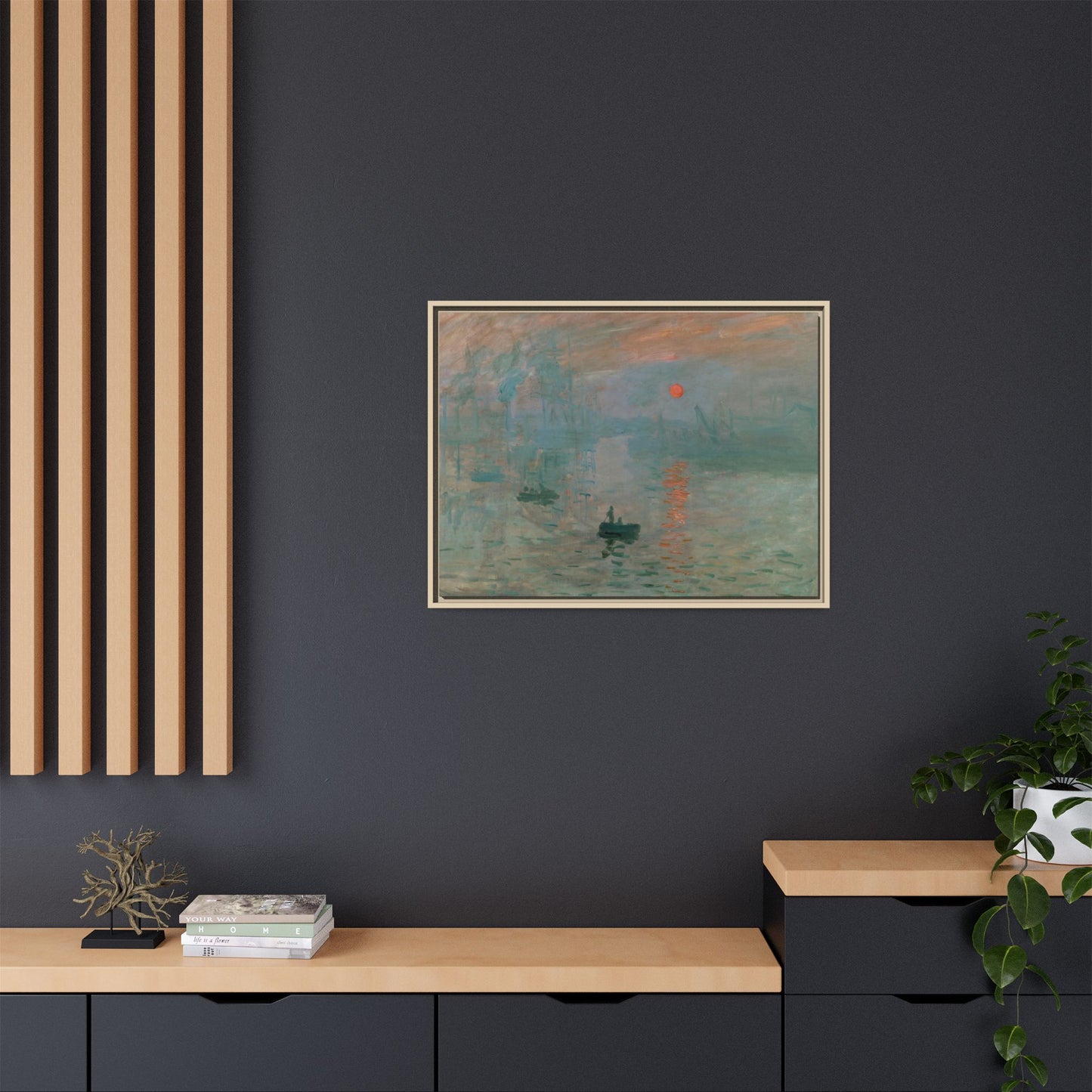 Monet, Claude - Impression, Sunrise (1872) - Matte Canvas, Framed