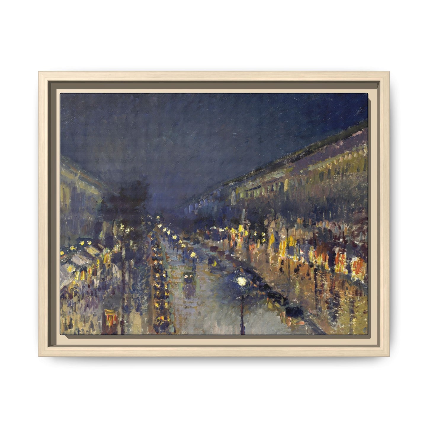 Pissarro, Camille - The Boulevard Montmartre At Night (1897) - Matte Canvas, Framed