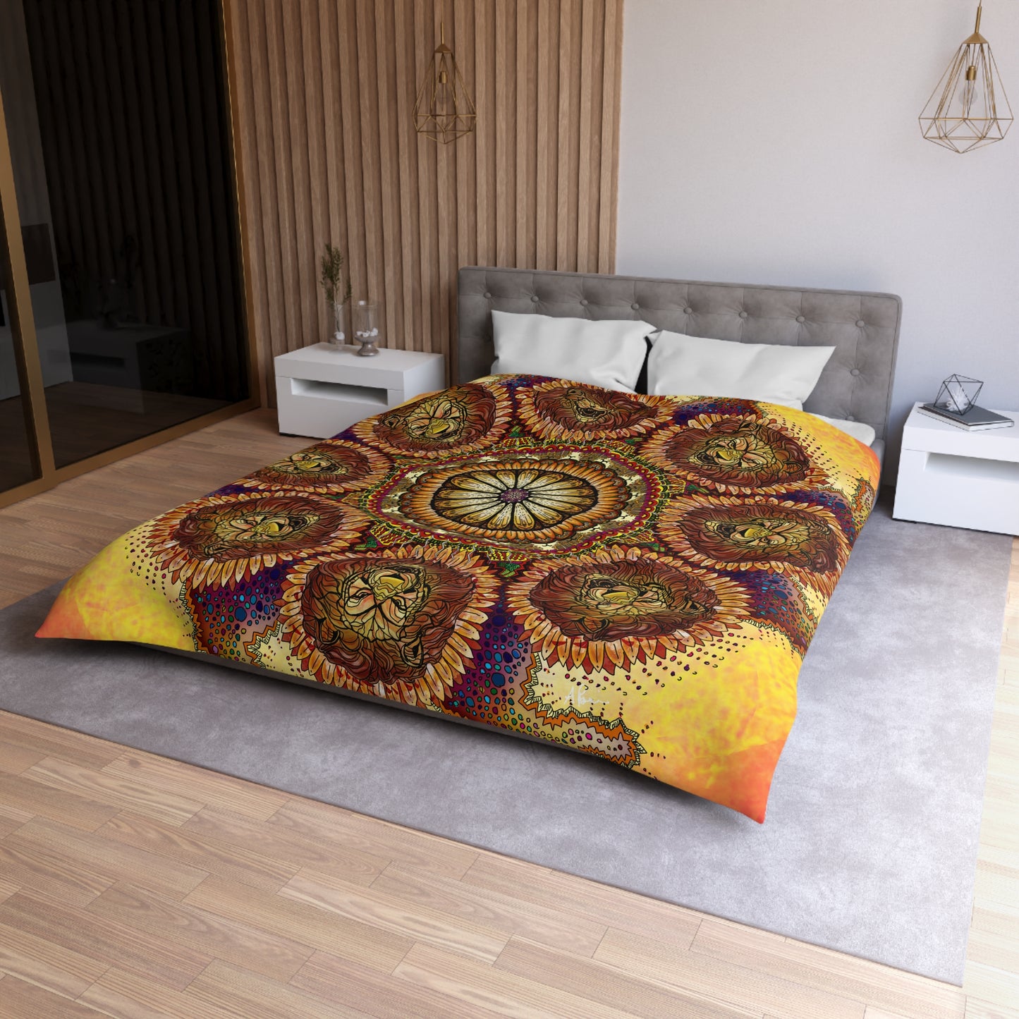 Lion Summer Mandala - Microfiber Duvet Cover
