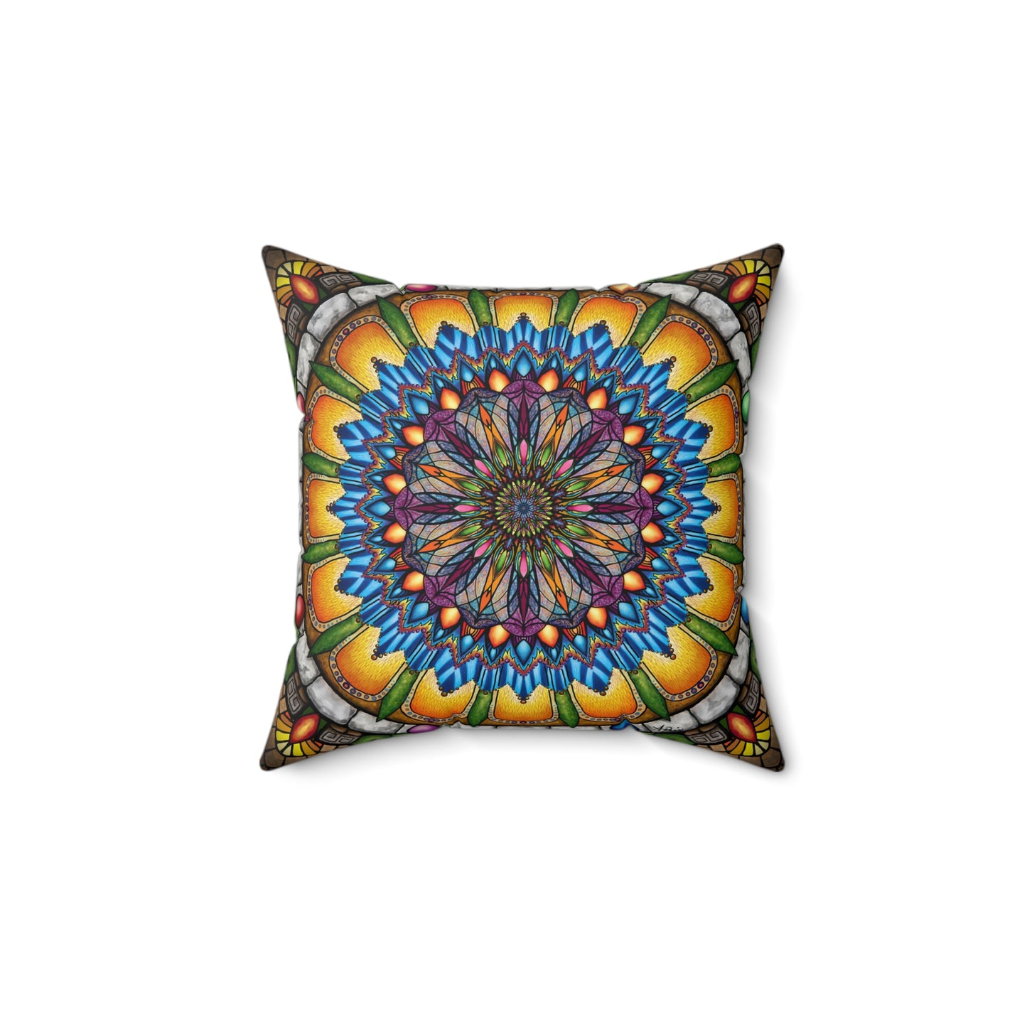 Pacio, Adam - Emerald Arrows Mandala - Suede Square Pillow