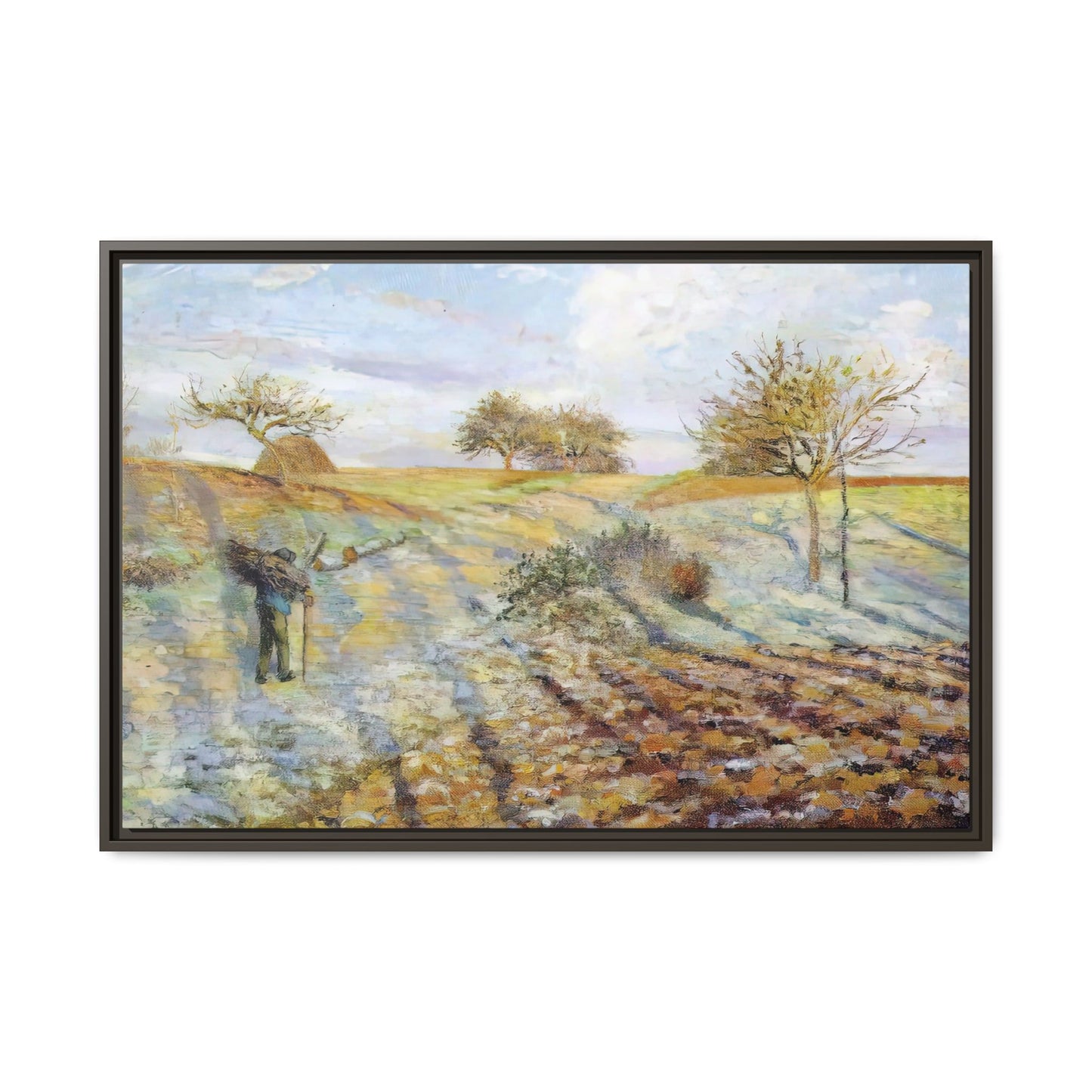 Pissarro, Camille - Hoarfrost (1873) - Matte Canvas, Framed