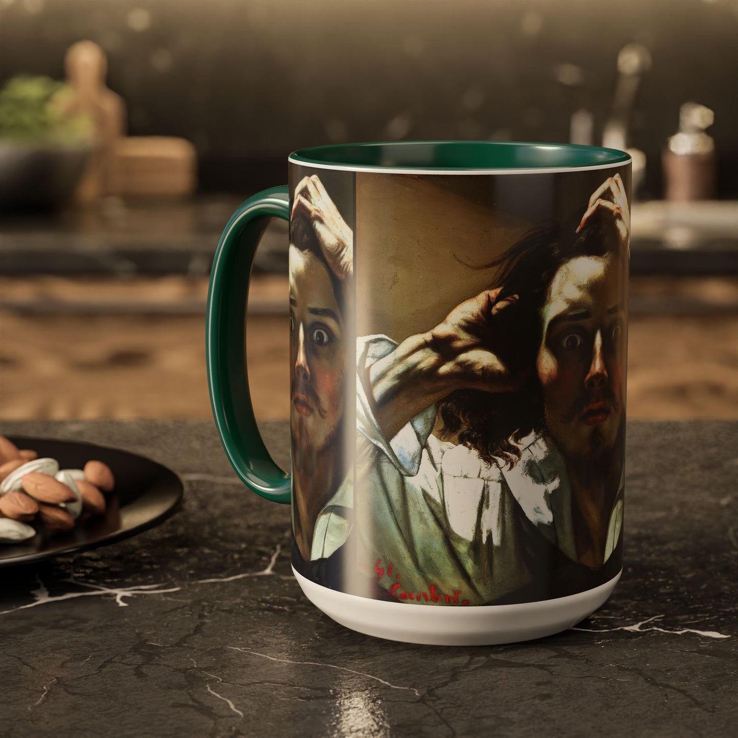 Courbet, Gustave - The Desperate Man (1843) - Colorful Accent Mugs