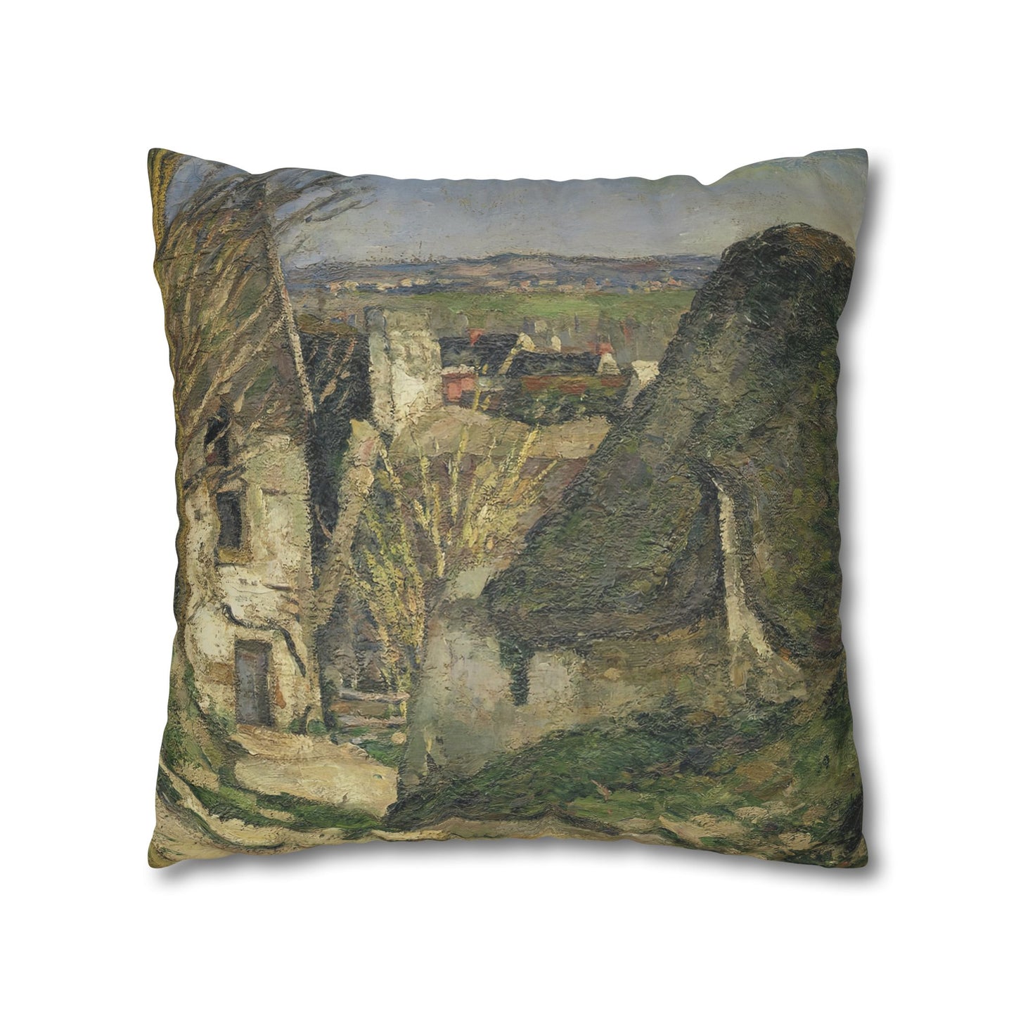 Cézanne, Paul - The House of the Hanged Man, Auvers-sur-Oise (1874) - Suede Square Pillowcase