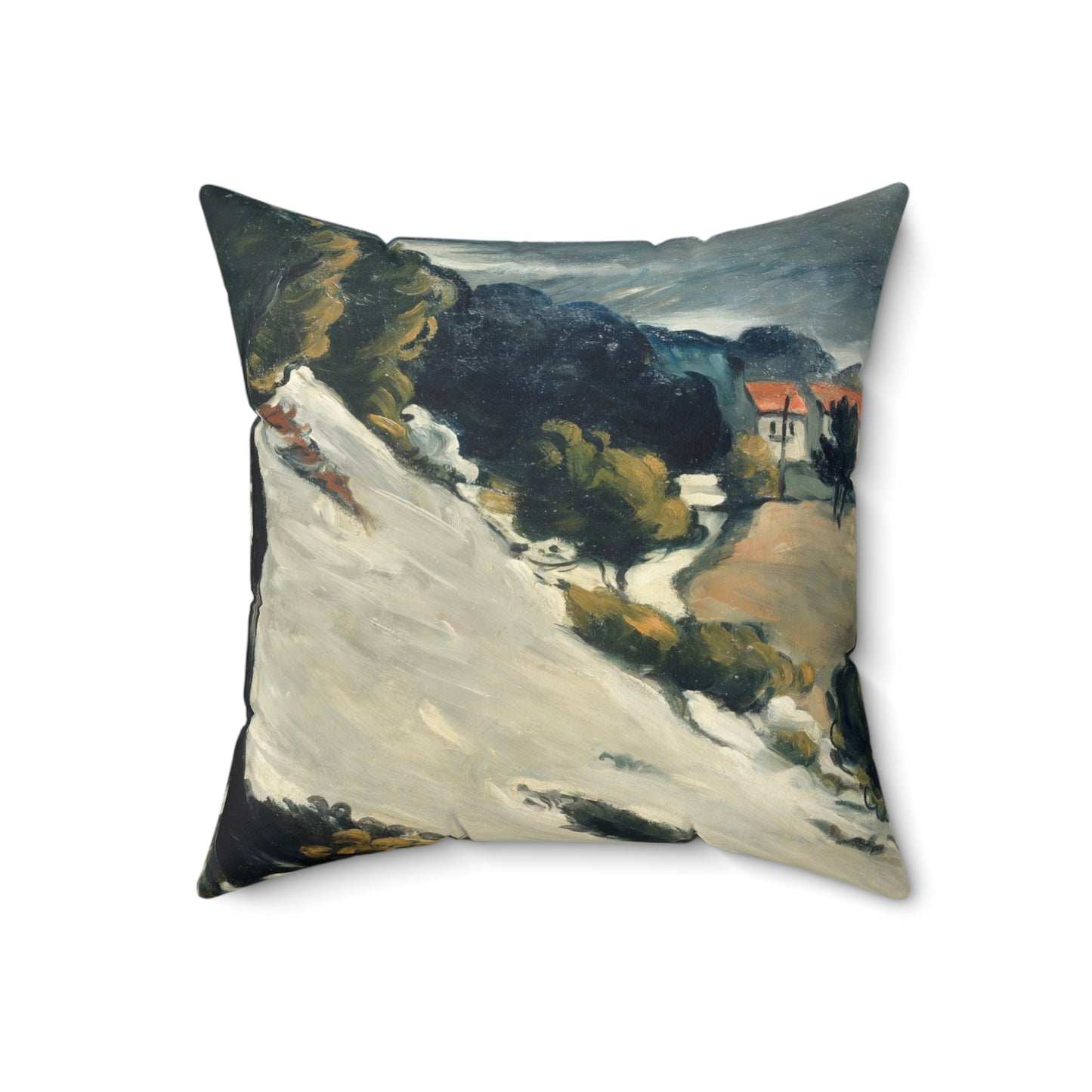 Cézanne, Paul - L’Estaque, Melting Snow (1870) - Suede Square Pillow