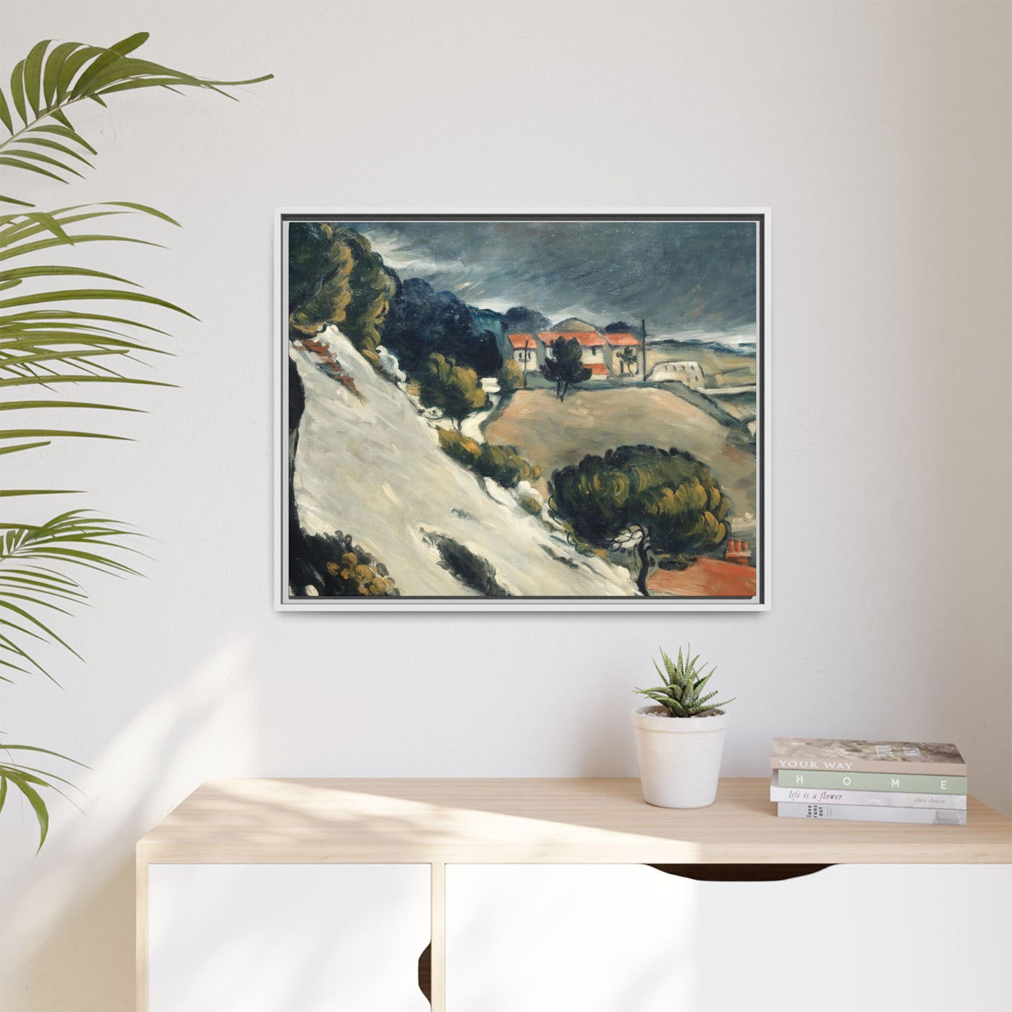 Cézanne, Paul - L’Estaque, Melting Snow (1870) - Matte Canvas, Framed