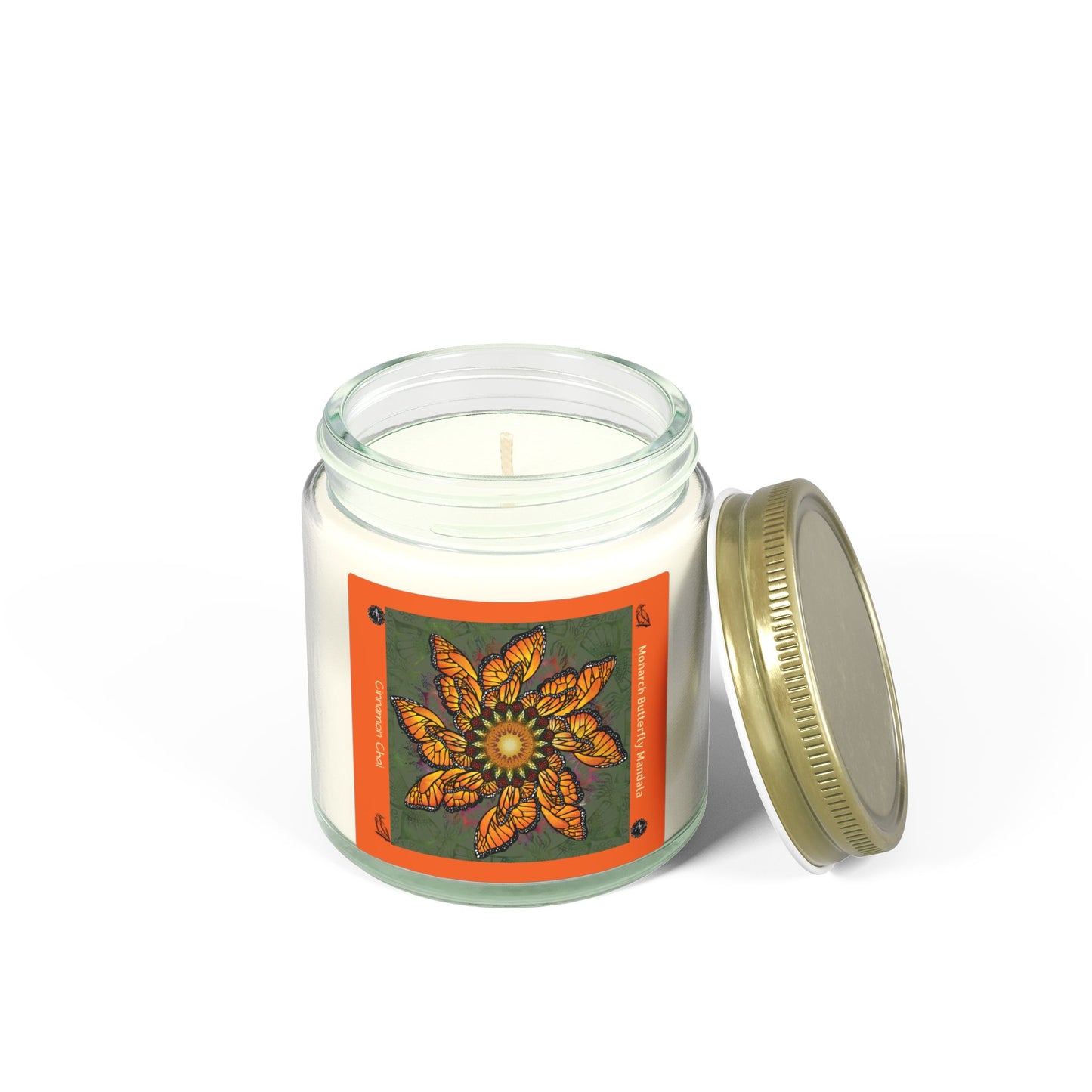 Monarch Butterly Mandala Scented Candle - Cinnamon  Chai (4oz, 9oz)