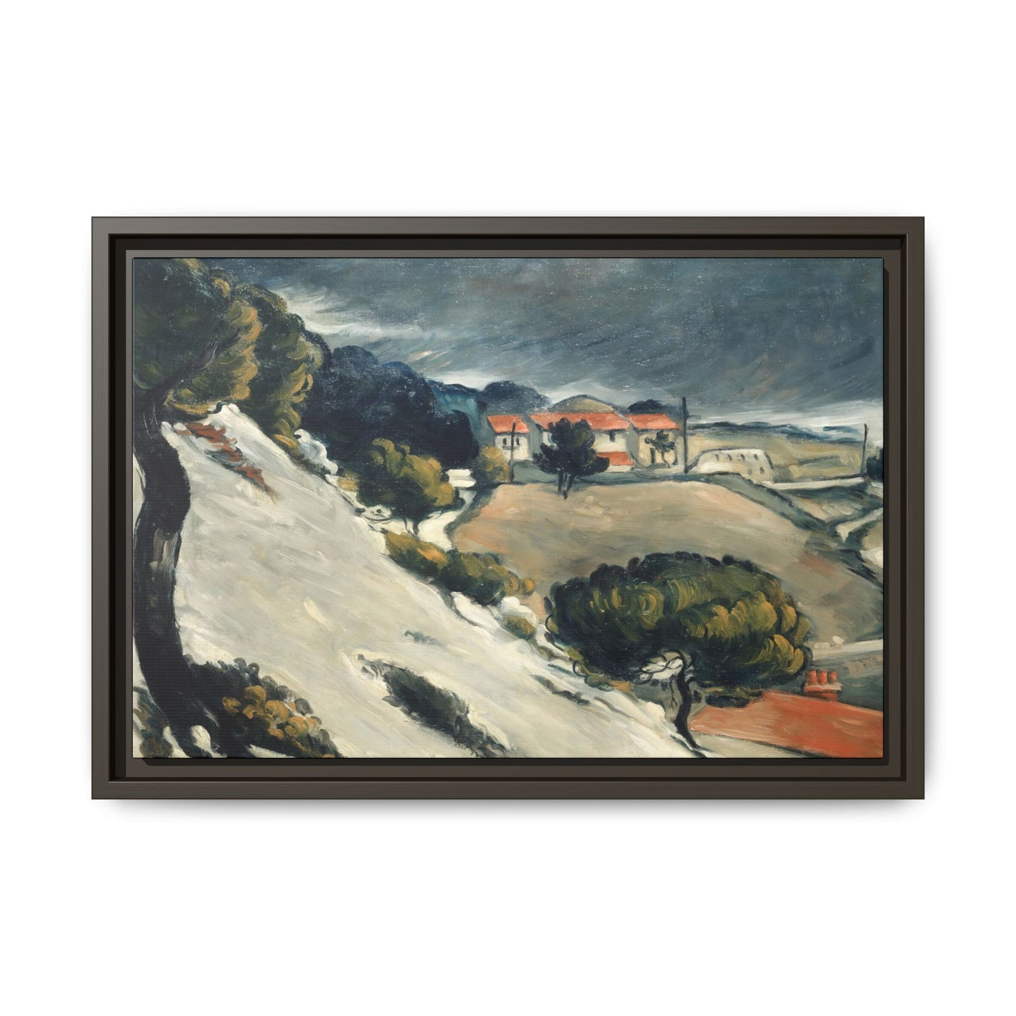 Cézanne, Paul - L’Estaque, Melting Snow (1870) - Matte Canvas, Framed