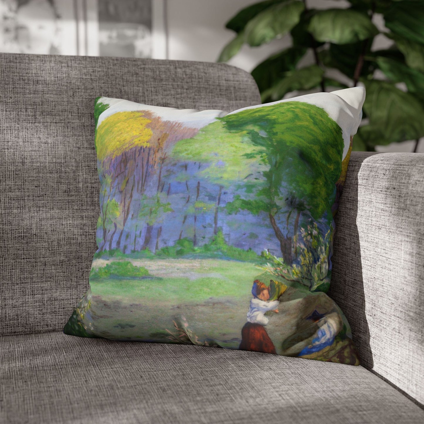 Ranson, Paul - Picking Flowers (1890) - Suede Square Pillowcase