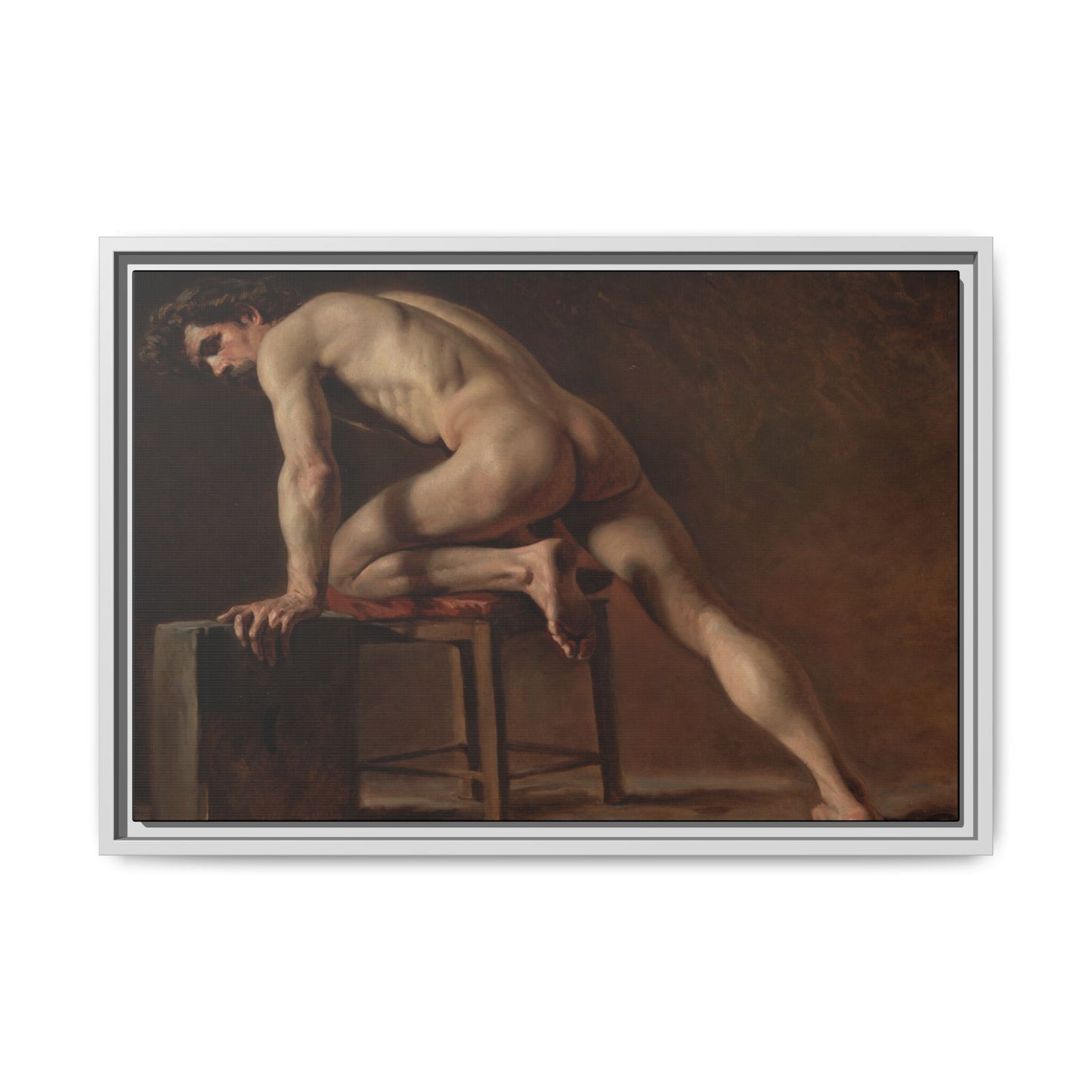 Courbet, Gustave - Study of a Nude Man (1840) - Matte Canvas, Framed