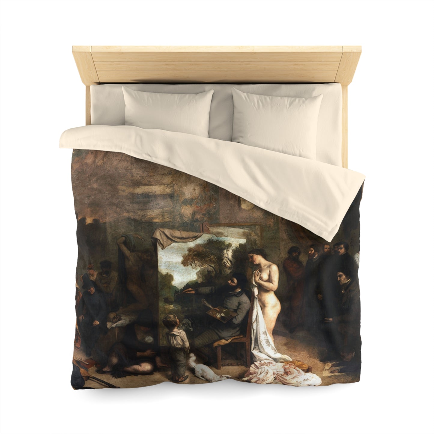 Courbet, Gustave - The Painter’s Studio (1855) - Microfiber Duvet Cover
