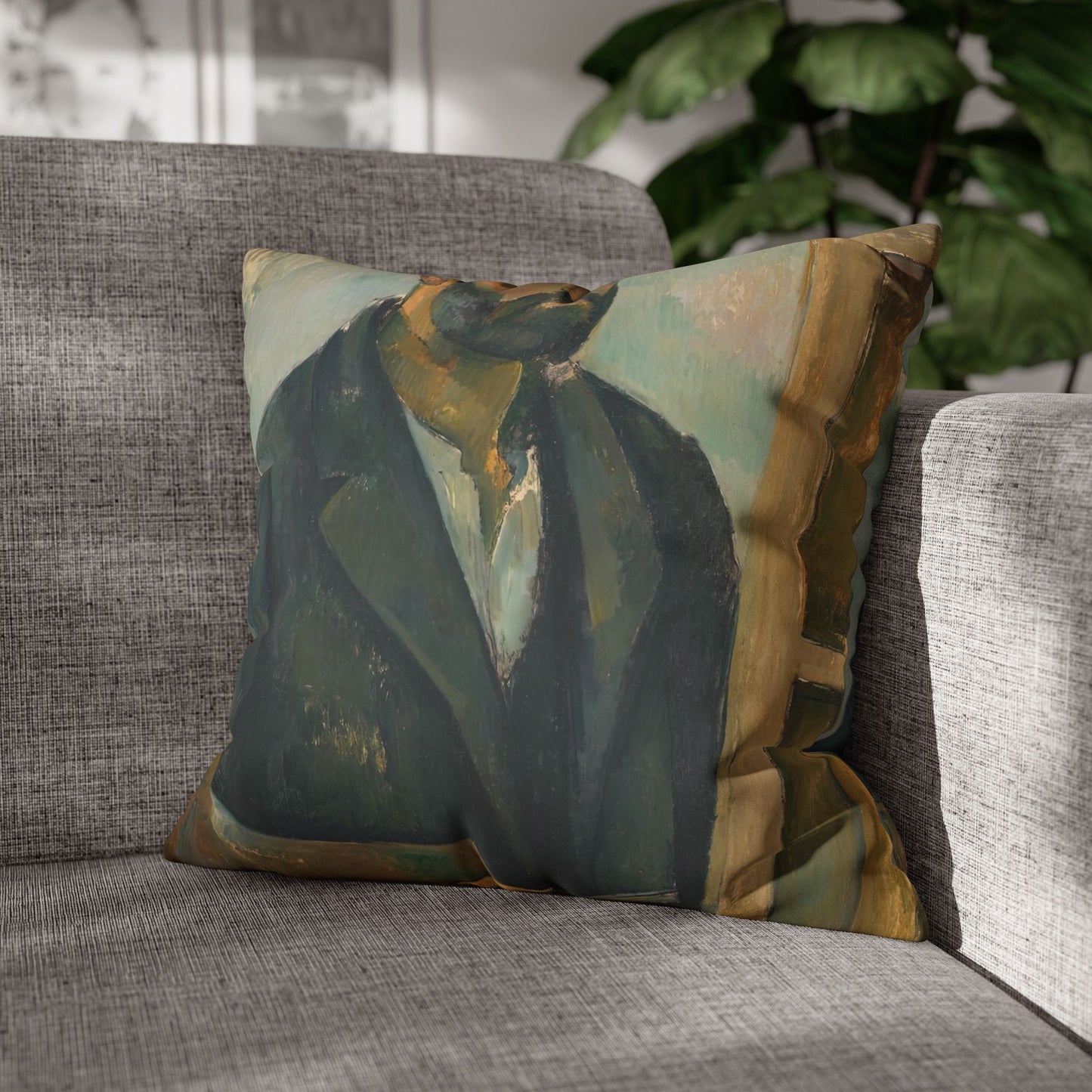 Cézanne, Paul - Portrait of the Artist with a Palette (1890) - Suede Square Pillowcase