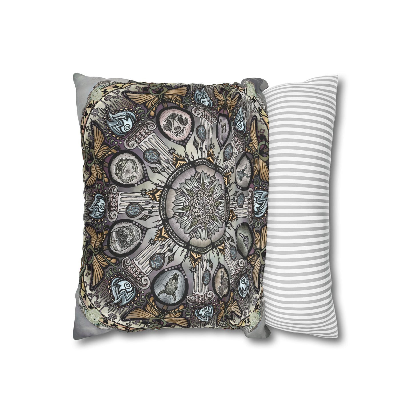 Pacio, Adam - Memento Mori Mandala - Suede Square Pillowcase