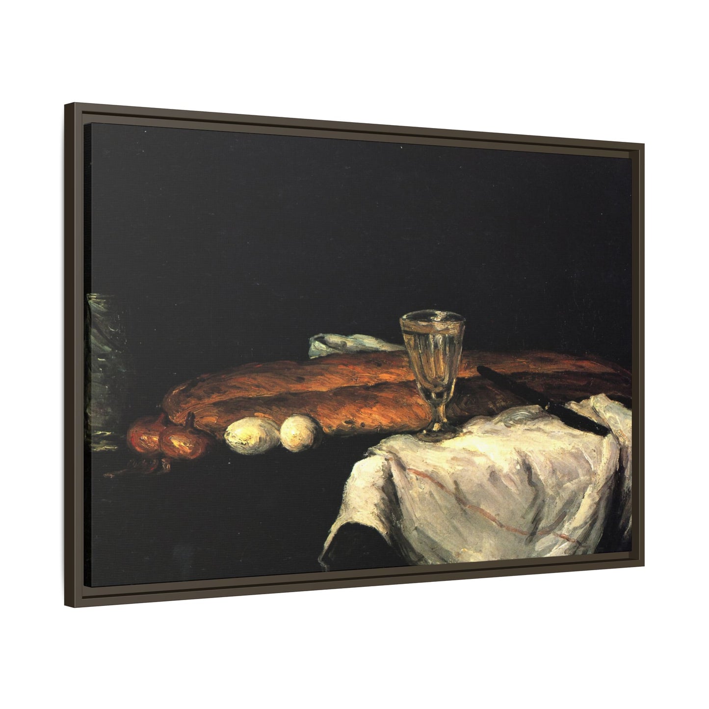 Cézanne, Paul - Still Life with Bread and Eggs (1865) - Matte Canvas, Framed