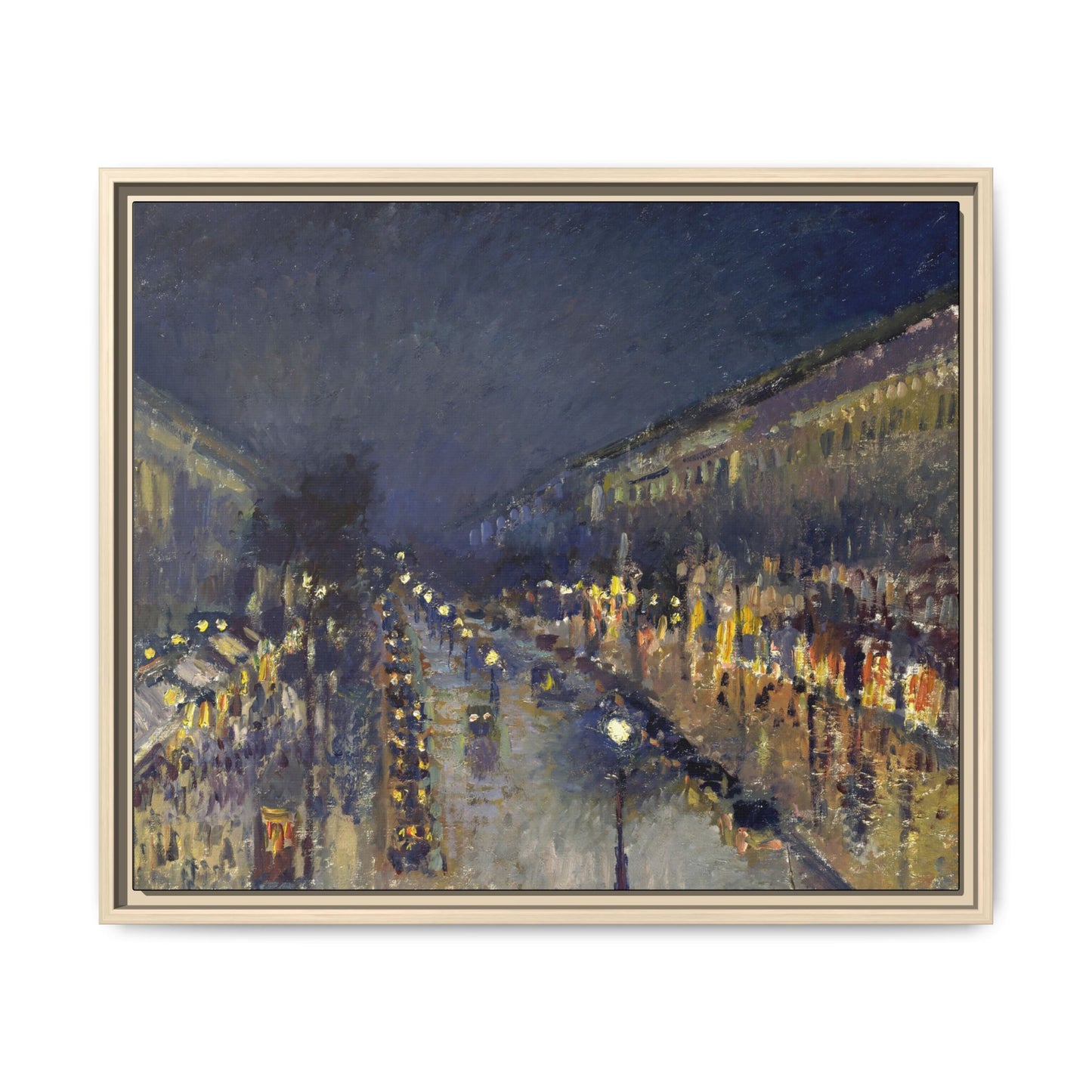 Pissarro, Camille - The Boulevard Montmartre At Night (1897) - Matte Canvas, Framed