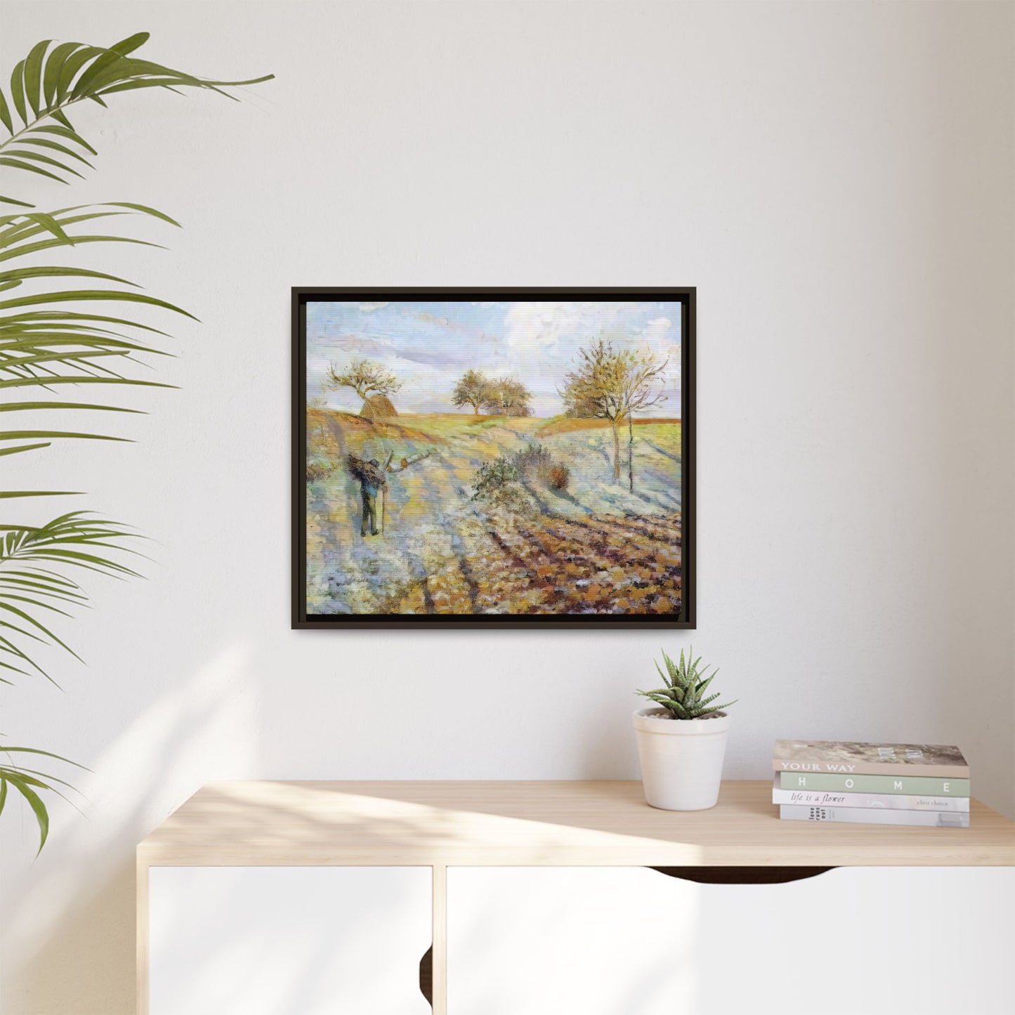 Pissarro, Camille - Hoarfrost (1873) - Matte Canvas, Framed