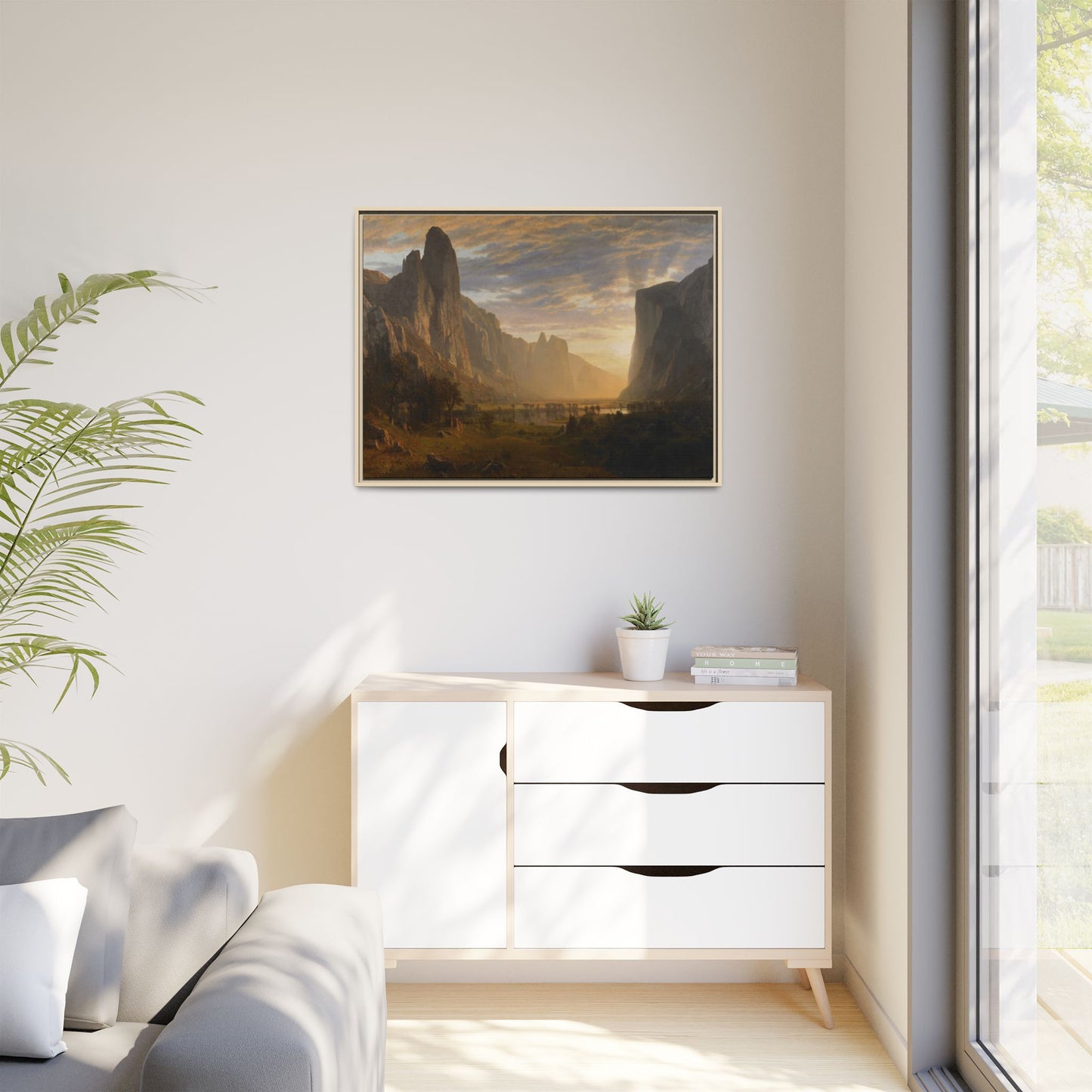 Bierstadt, Albert - Looking Down Yosemite Valley (1865) - Matte Canvas, Framed