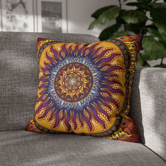 Pacio, Adam - Solar Disc Mandala - Suede Square Pillowcase