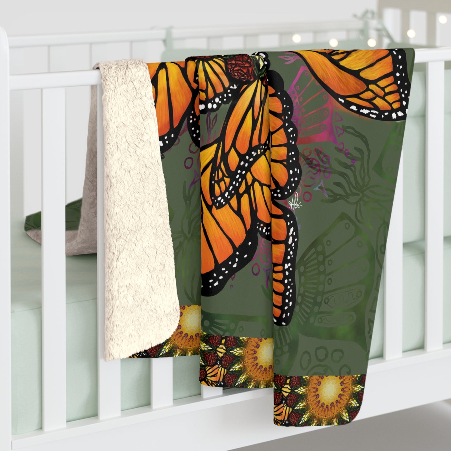 Pacio, Adam - Monarch Buttefly Mandala - Sherpa Fleece Blanket