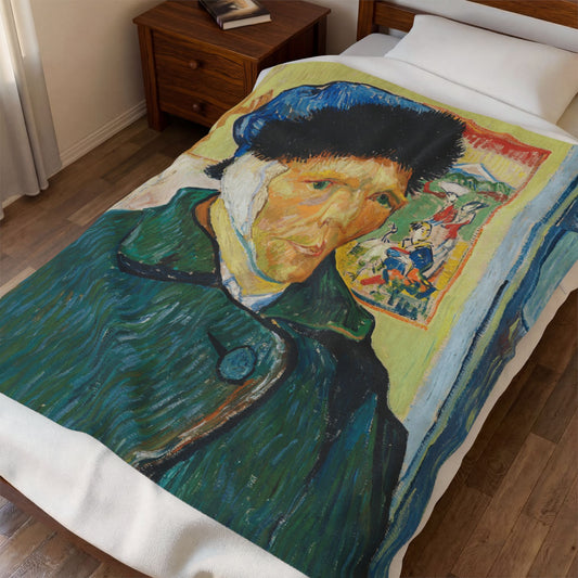 Van Gogh, Vincent - Self Portrait with Bandaged Ear (1889) - Velveteen Plush Blanket