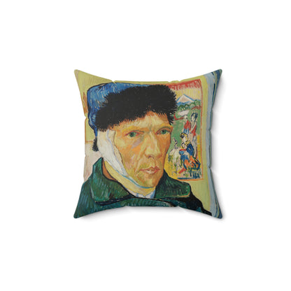 Van Gogh, Vincent - Self Portrait with Bandaged Ear (1889) - Suede Square Pillow