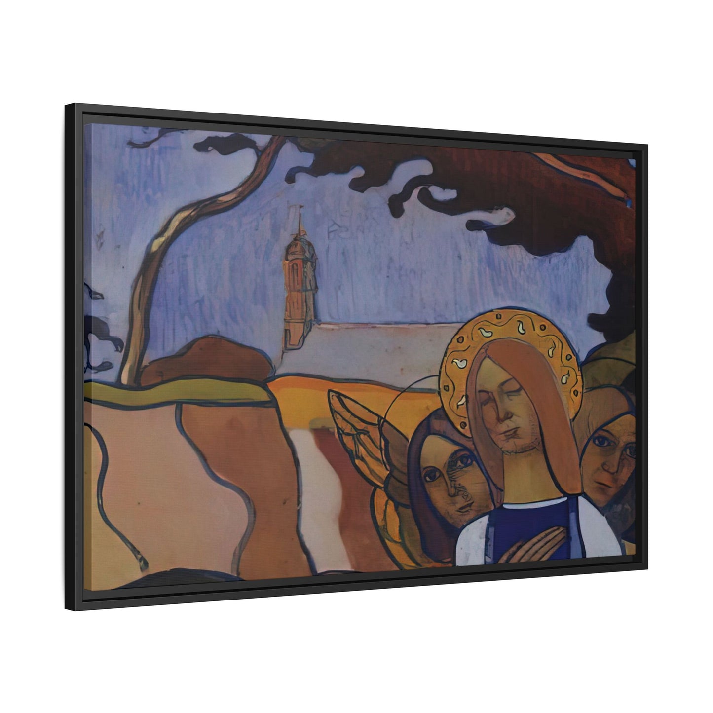 Filiger, Charles - Virgin and Two Angels (1895) - Matte Canvas, Framed