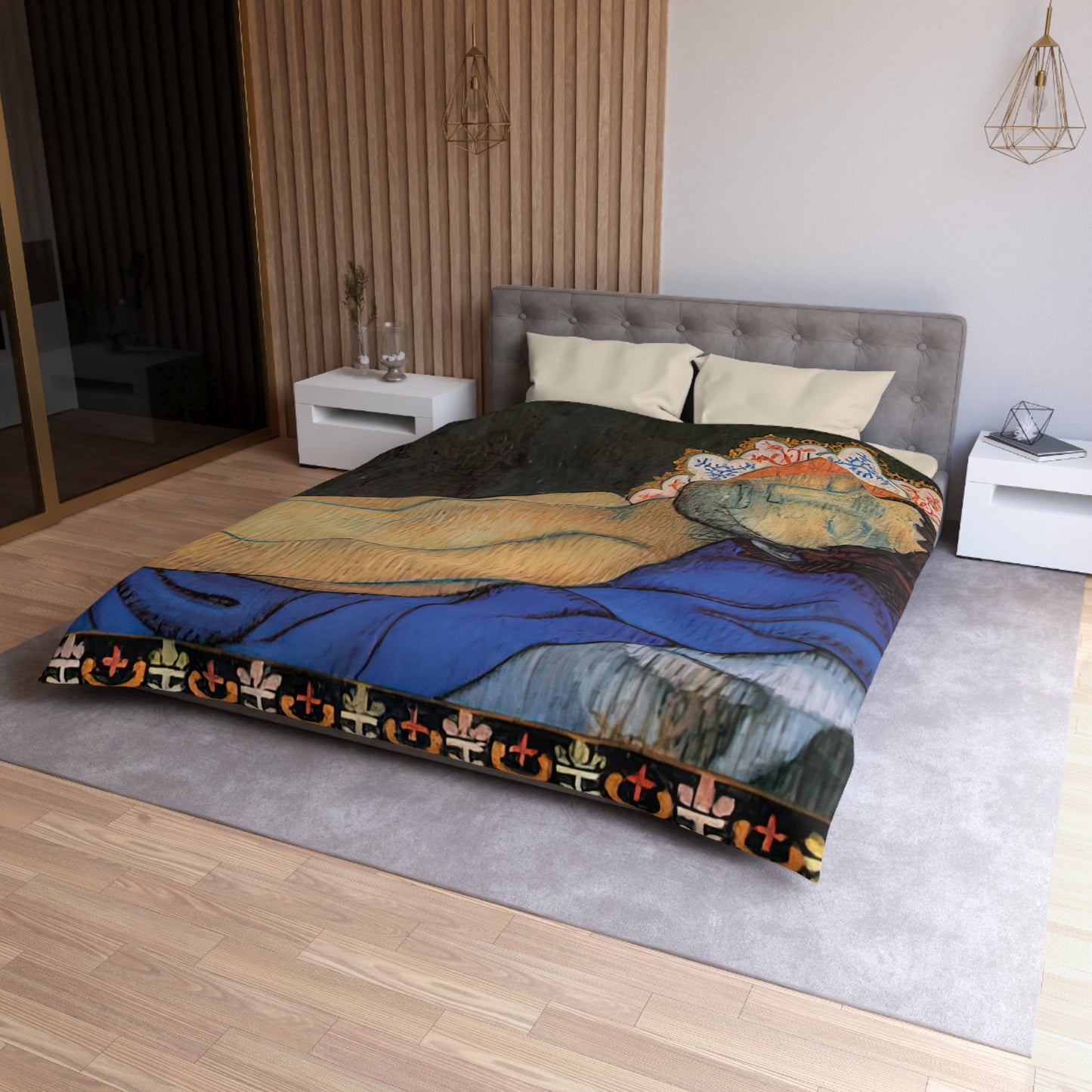 Filiger, Charles - The Recumbent Christ (1895) - Microfiber Duvet Cover