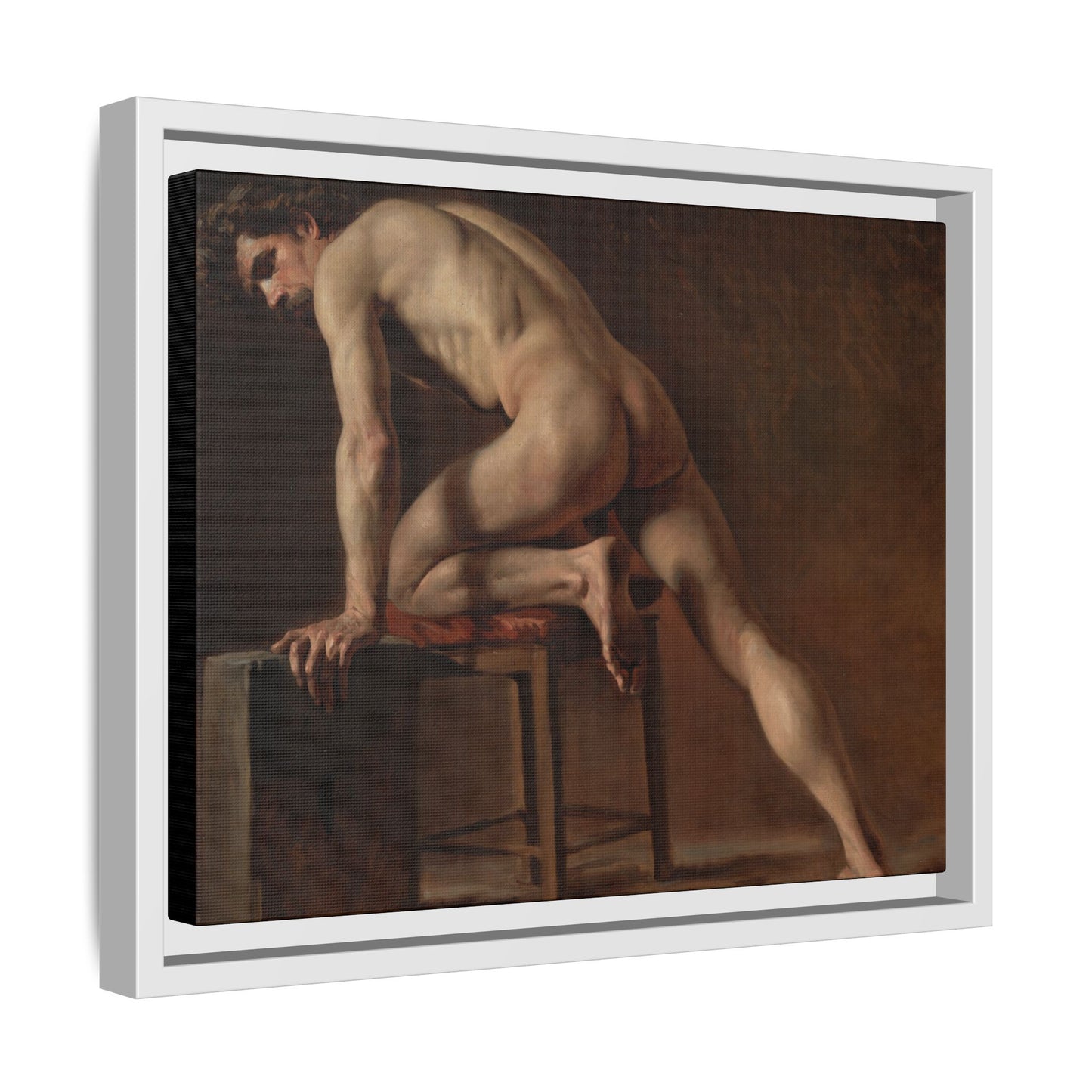 Courbet, Gustave - Study of a Nude Man (1840) - Matte Canvas, Framed