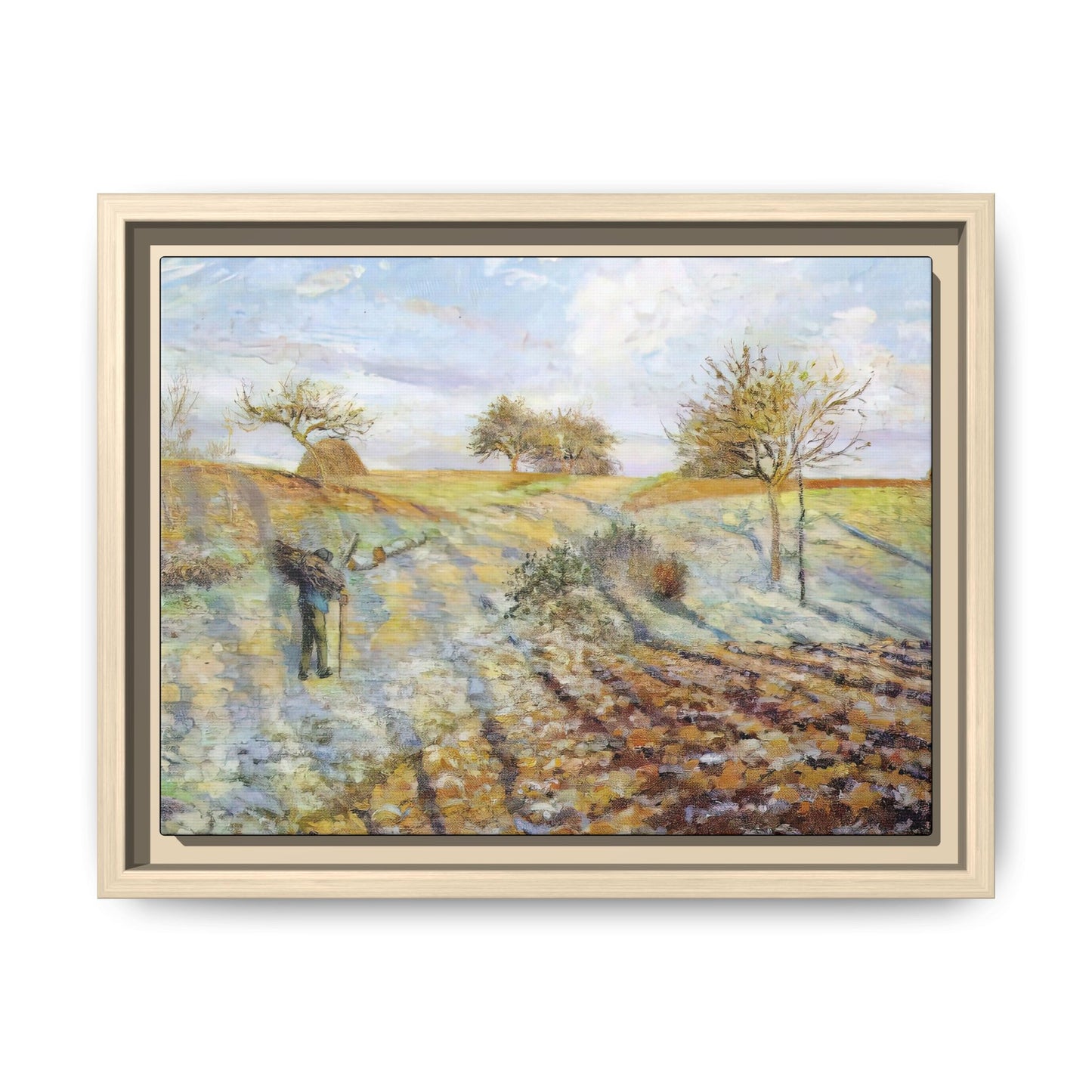 Pissarro, Camille - Hoarfrost (1873) - Matte Canvas, Framed