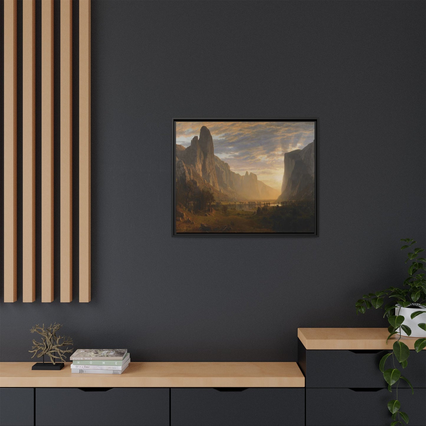 Bierstadt, Albert - Looking Down Yosemite Valley (1865) - Matte Canvas, Framed