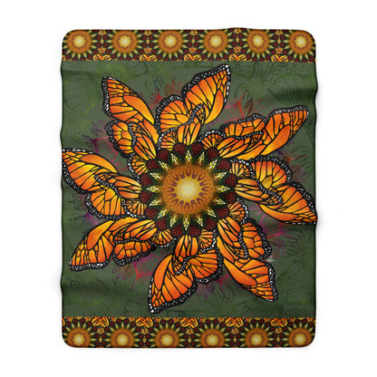 Pacio, Adam - Monarch Buttefly Mandala - Sherpa Fleece Blanket