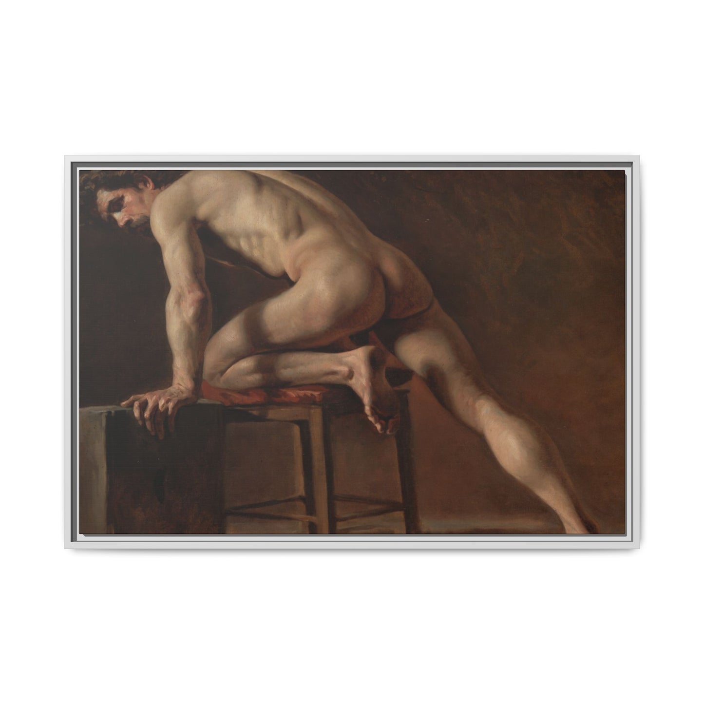 Courbet, Gustave - Study of a Nude Man (1840) - Matte Canvas, Framed
