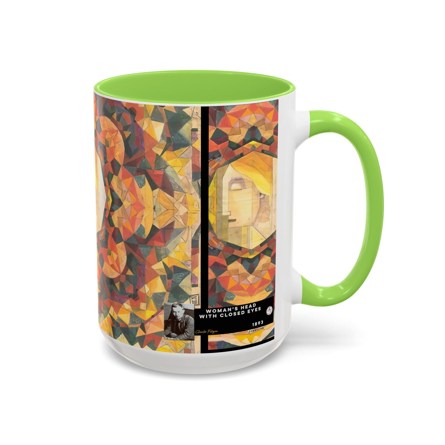 Filiger, Charles - Woman’s Head with Closed Eyes (1893) - Colorful Accent Mugs